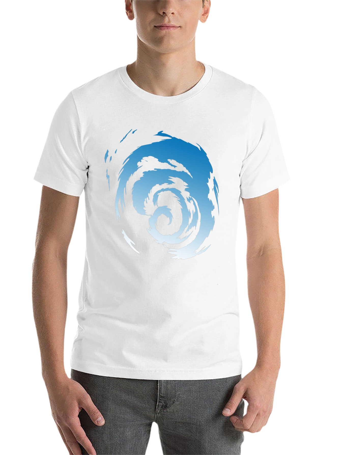 Black Abstract Swirl Graphic Tee - Men's Black Cotton T-Shirt view 14