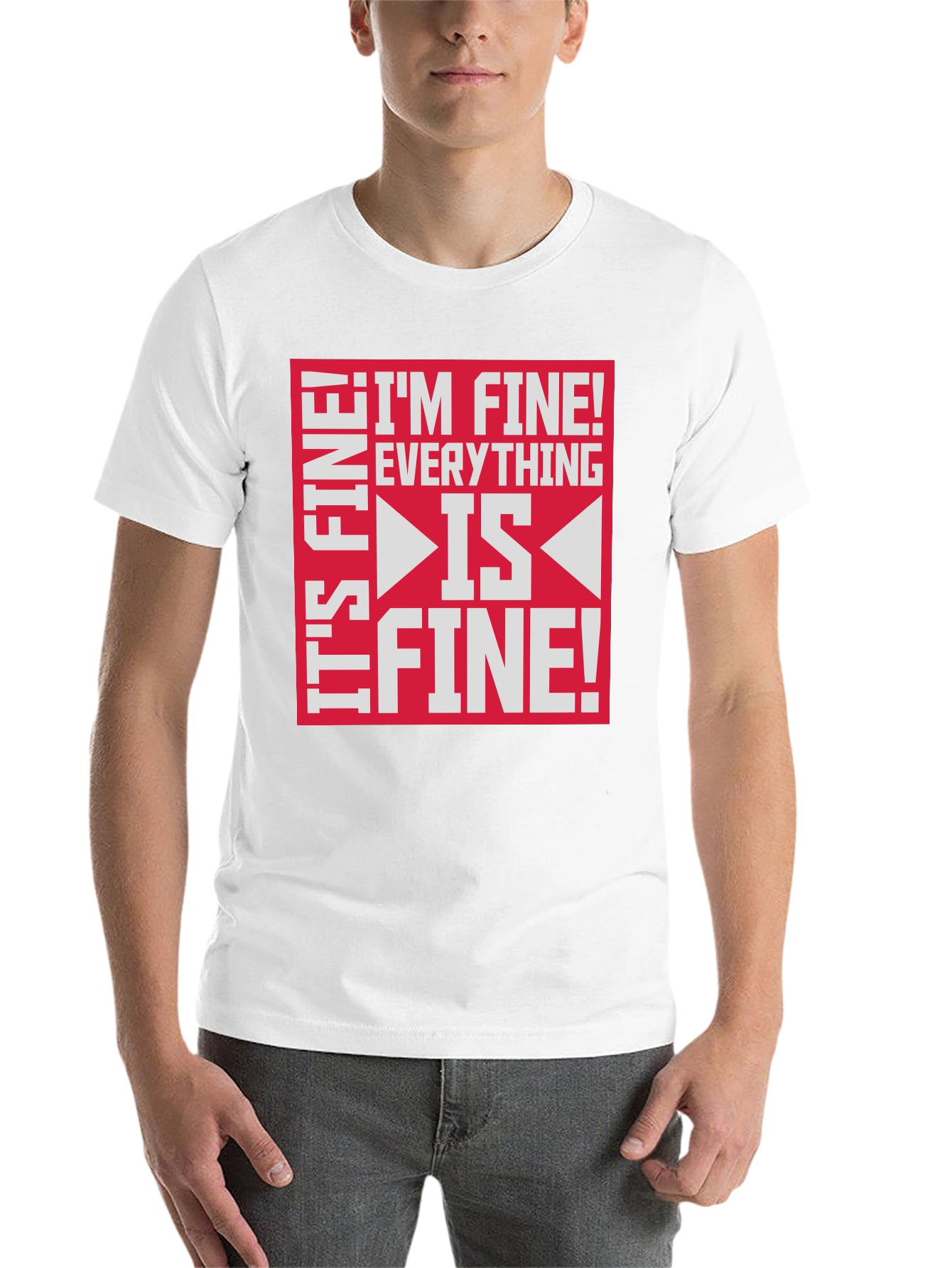 Black I'm Fine Everything is Fine Funny Graphic Tee view 14
