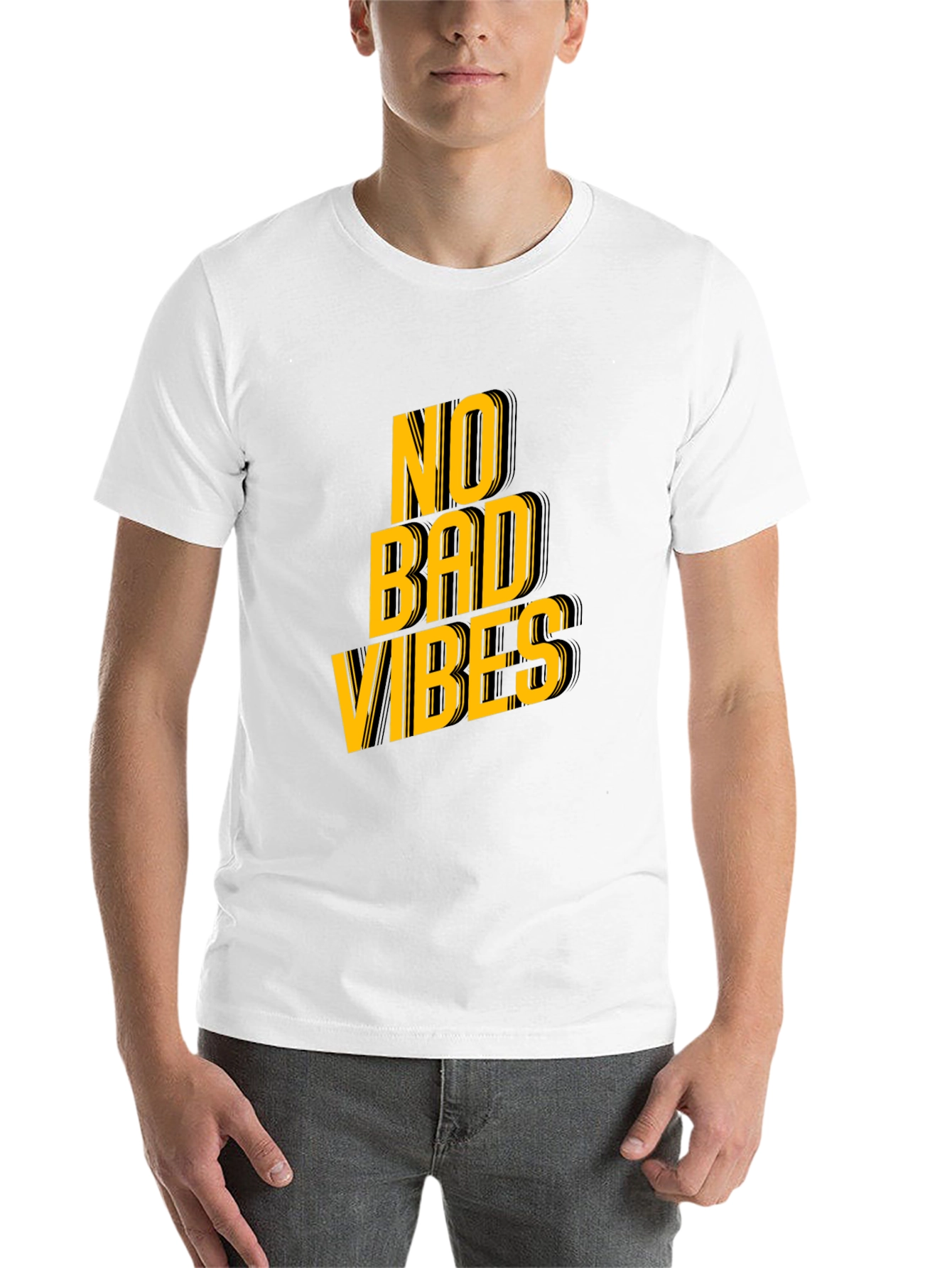 Black No Bad Vibes Graphic Tee - Trendy Black T-Shirt view 14