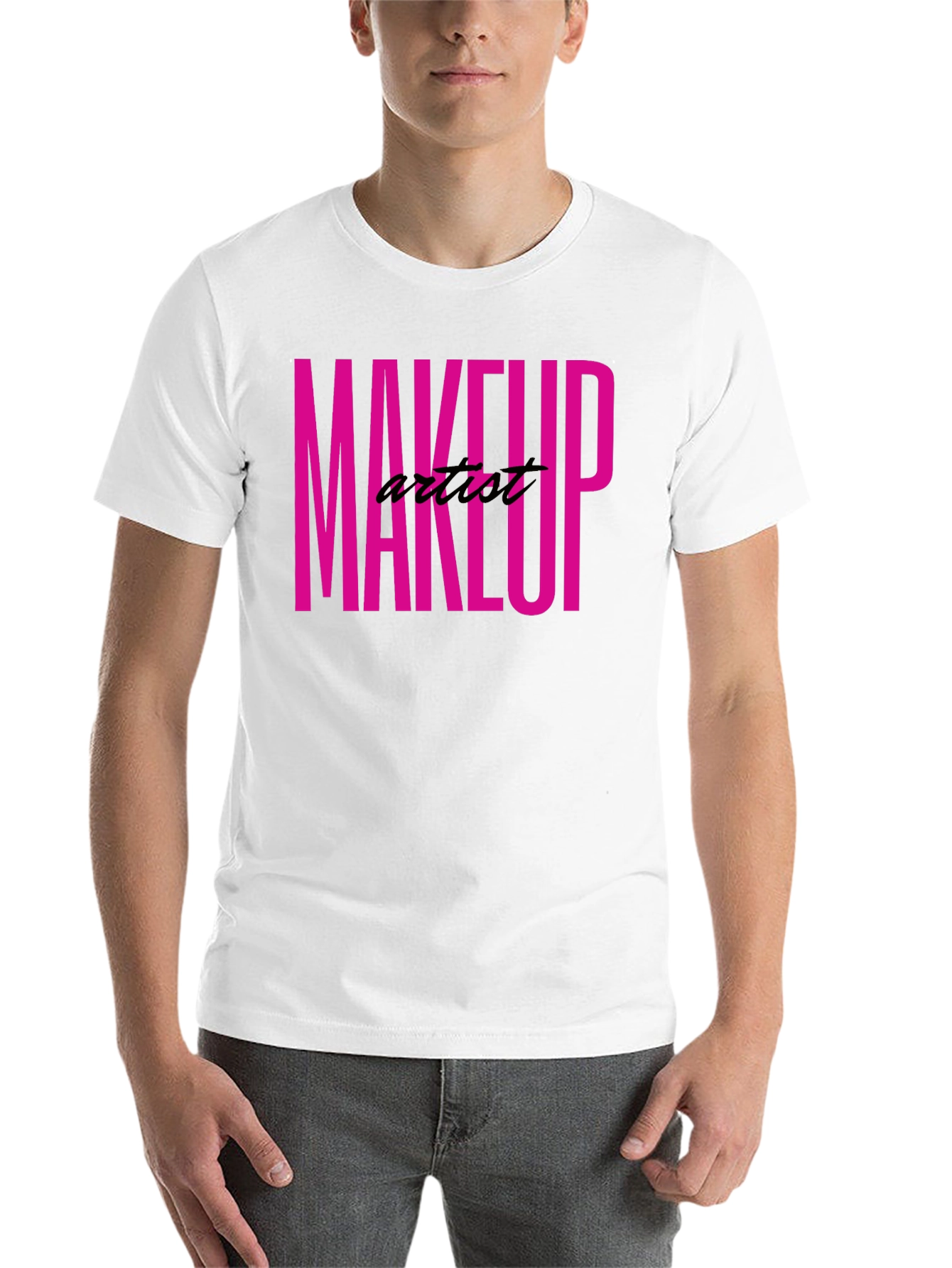 Black Makeup Artist Tee - Bold Pink Graphic T-Shirt view 14