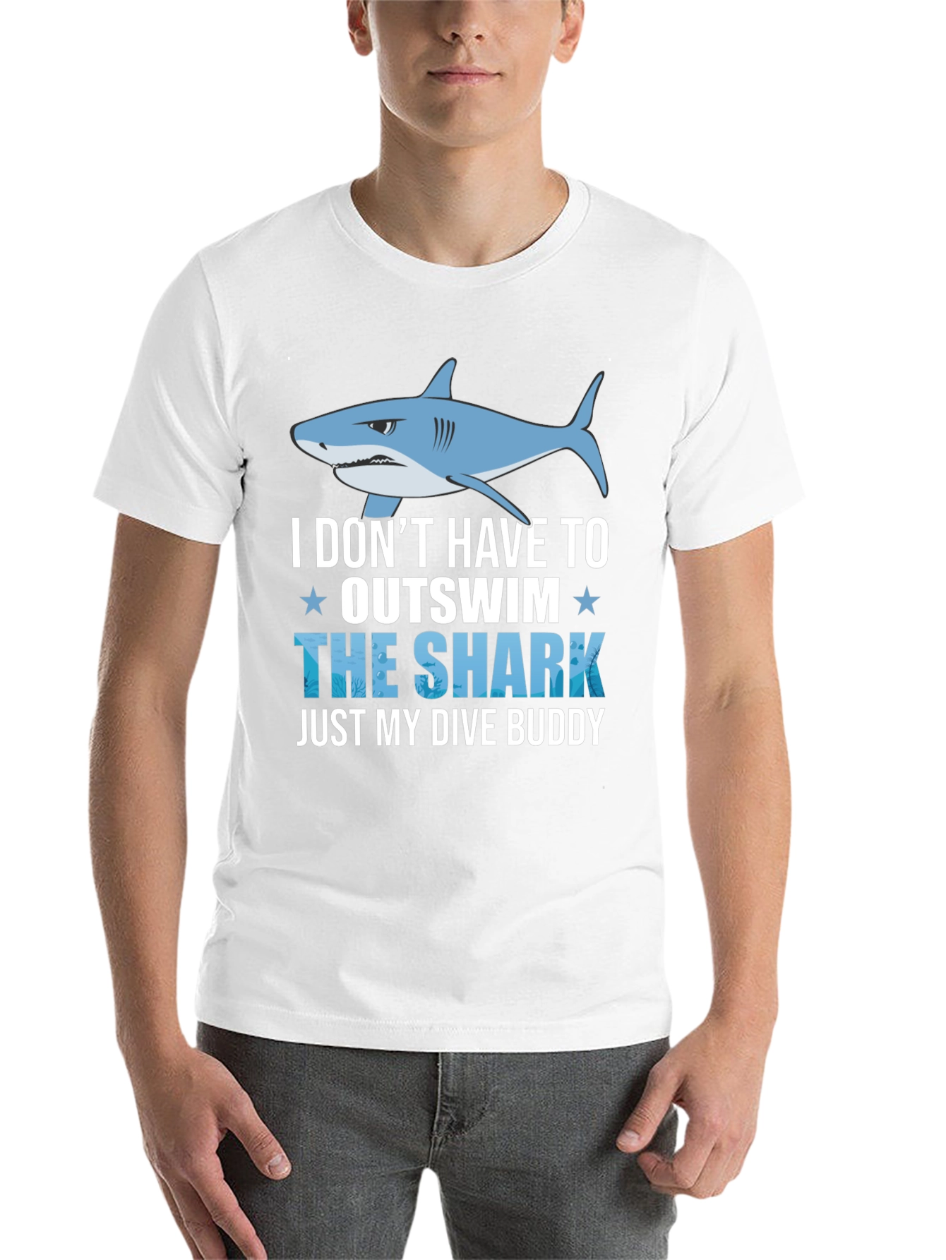 Black Funny Dive Buddy Shark T-Shirt view 14