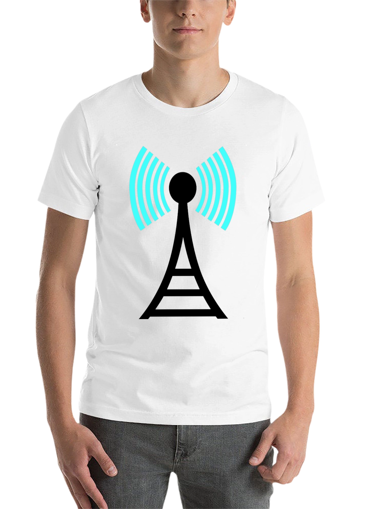 Black Signal Tower Graphic Tee - Modern Black T-Shirt view 14