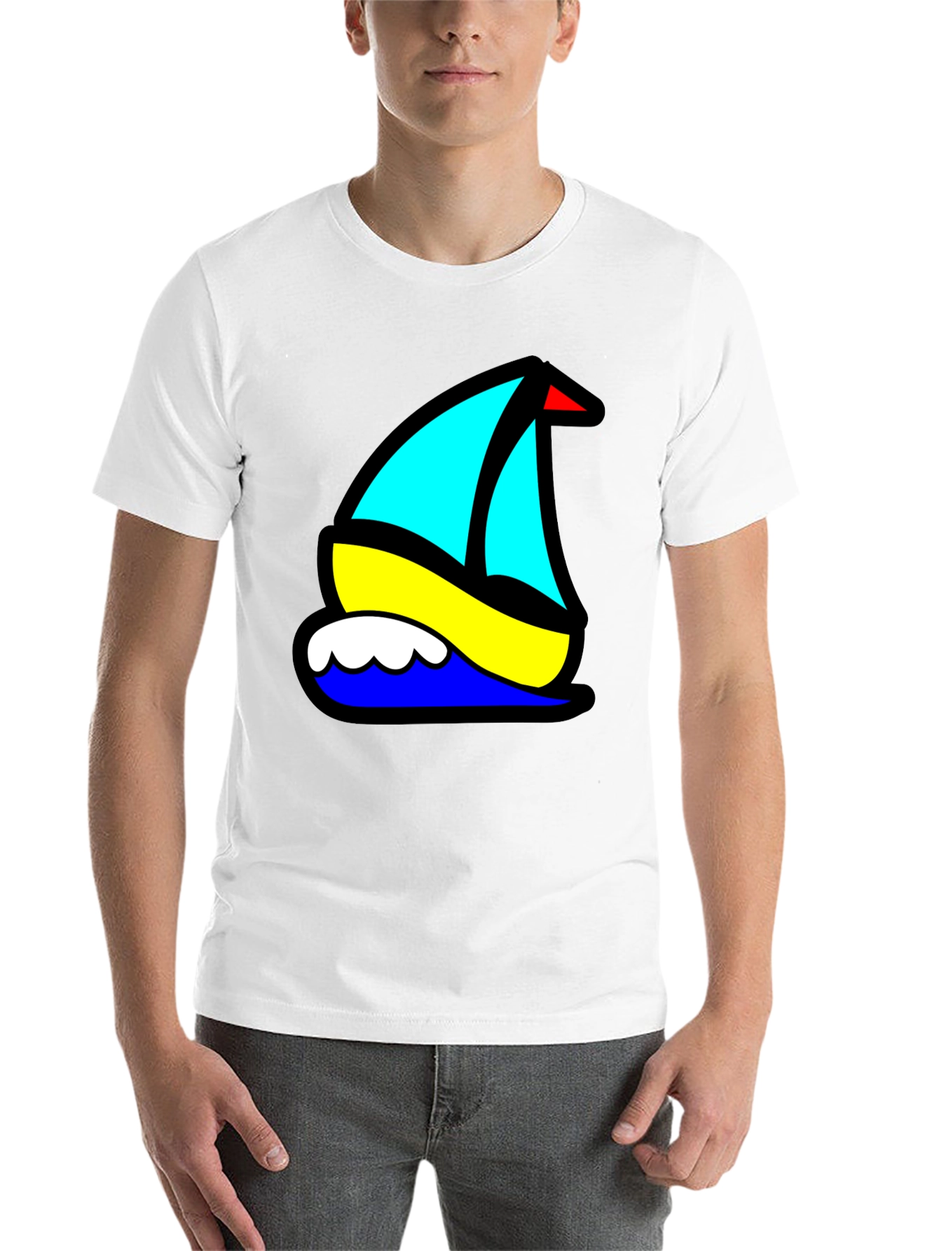 Black Nautical Sailboat Graphic Tee - Black Cotton Blend view 14