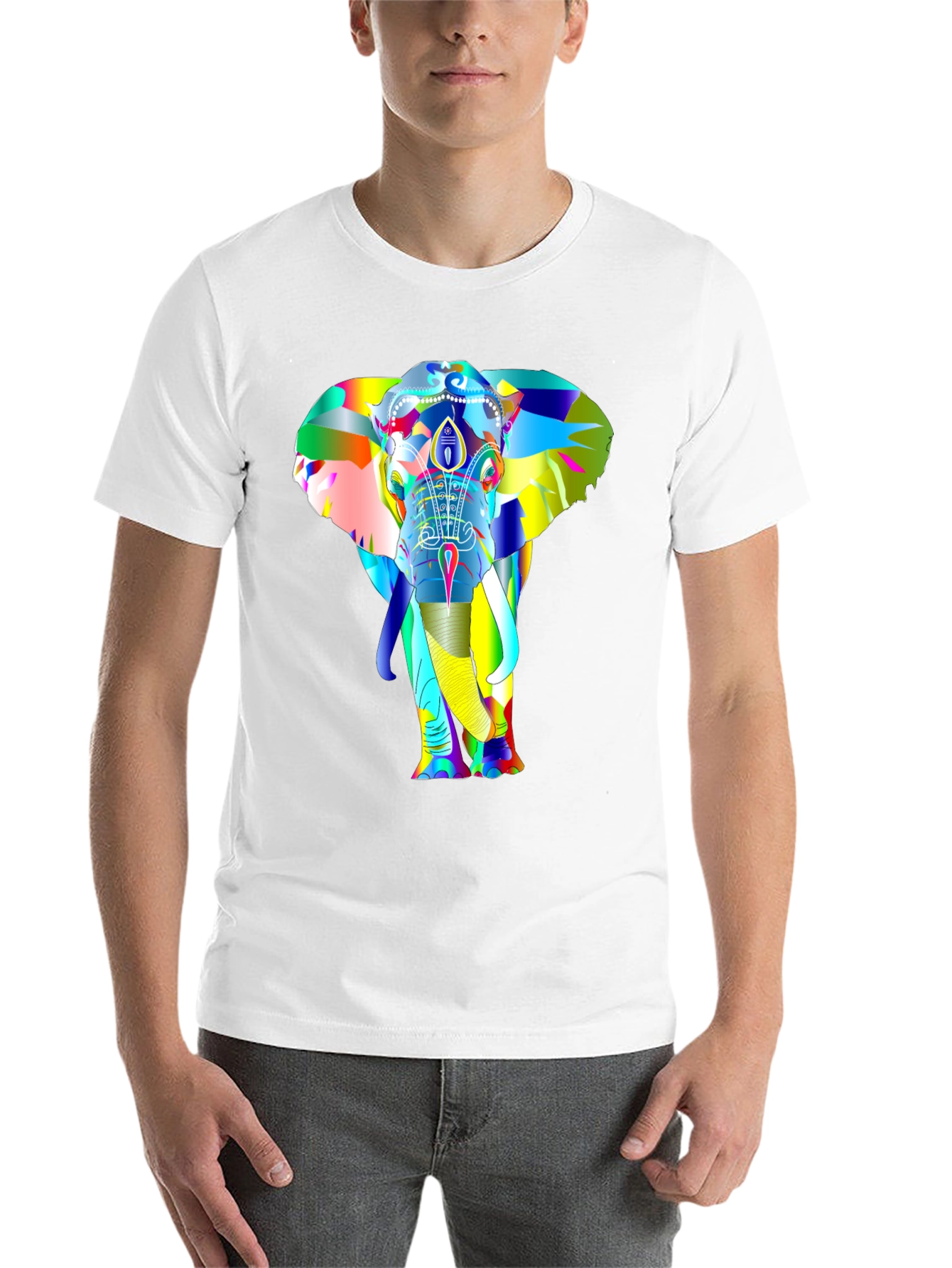 Black Colorful Elephant Graphic T-Shirt view 14