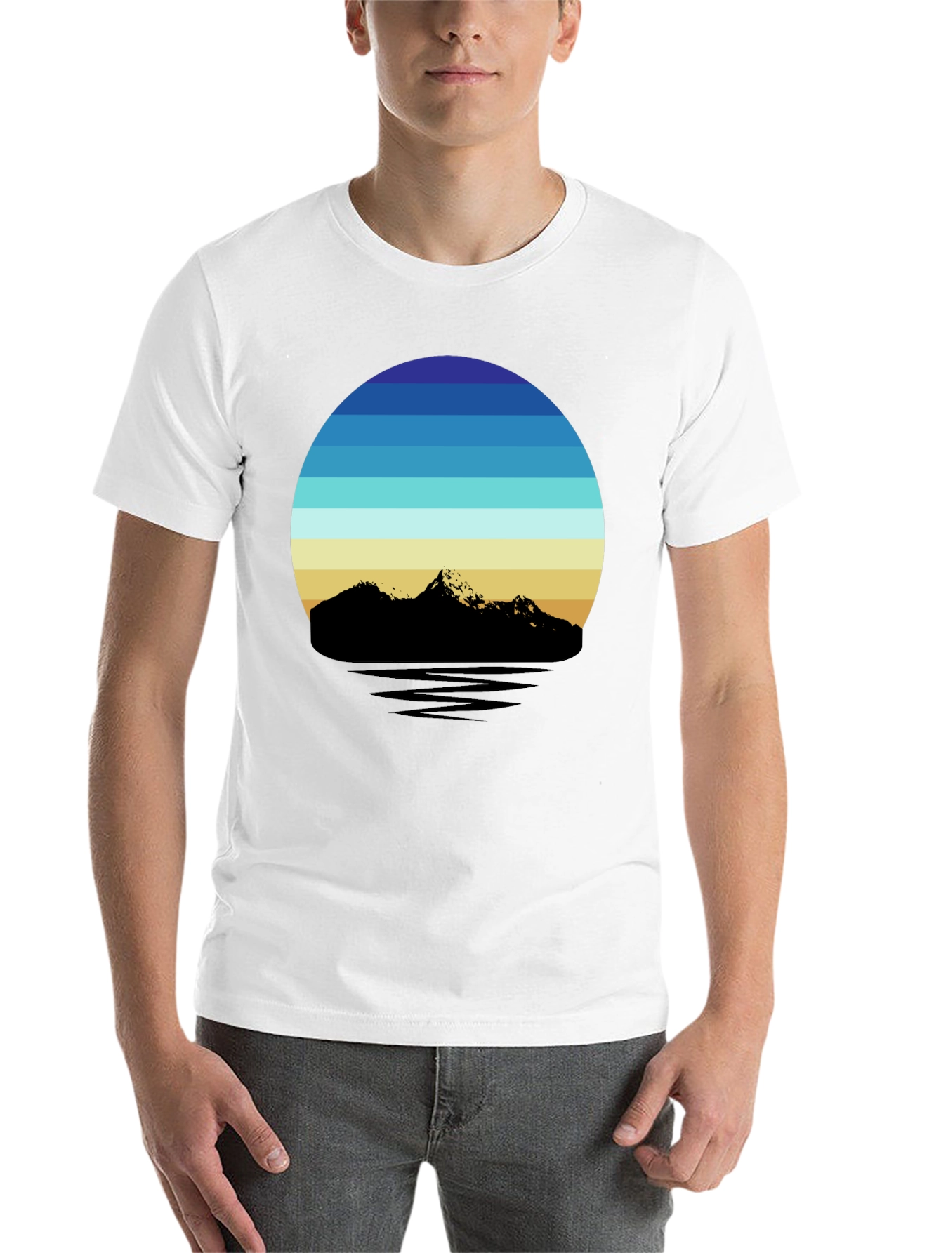 Black Retro Mountainscape T-Shirt view 14