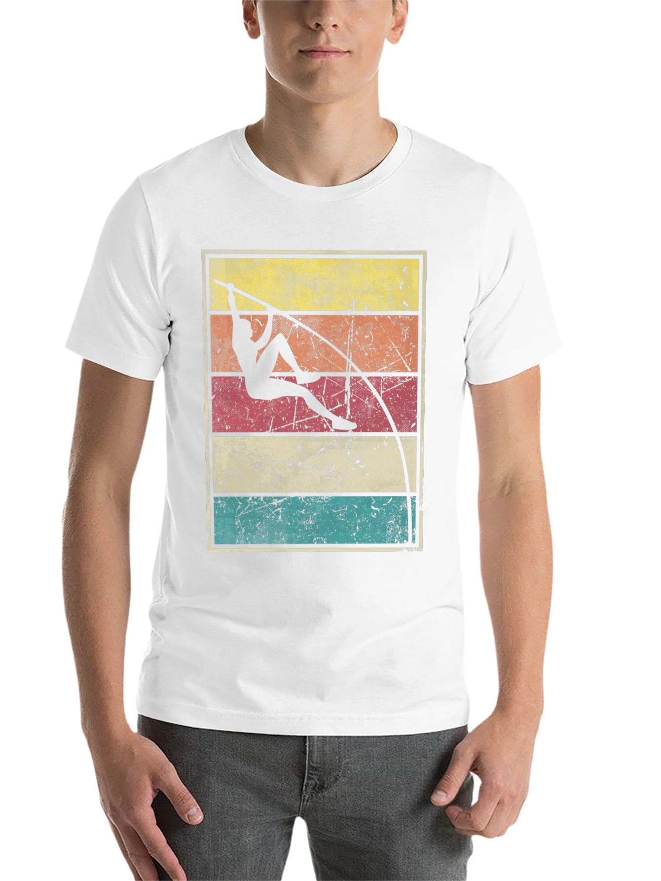Black Retro Pole Vaulting T-Shirt view 14