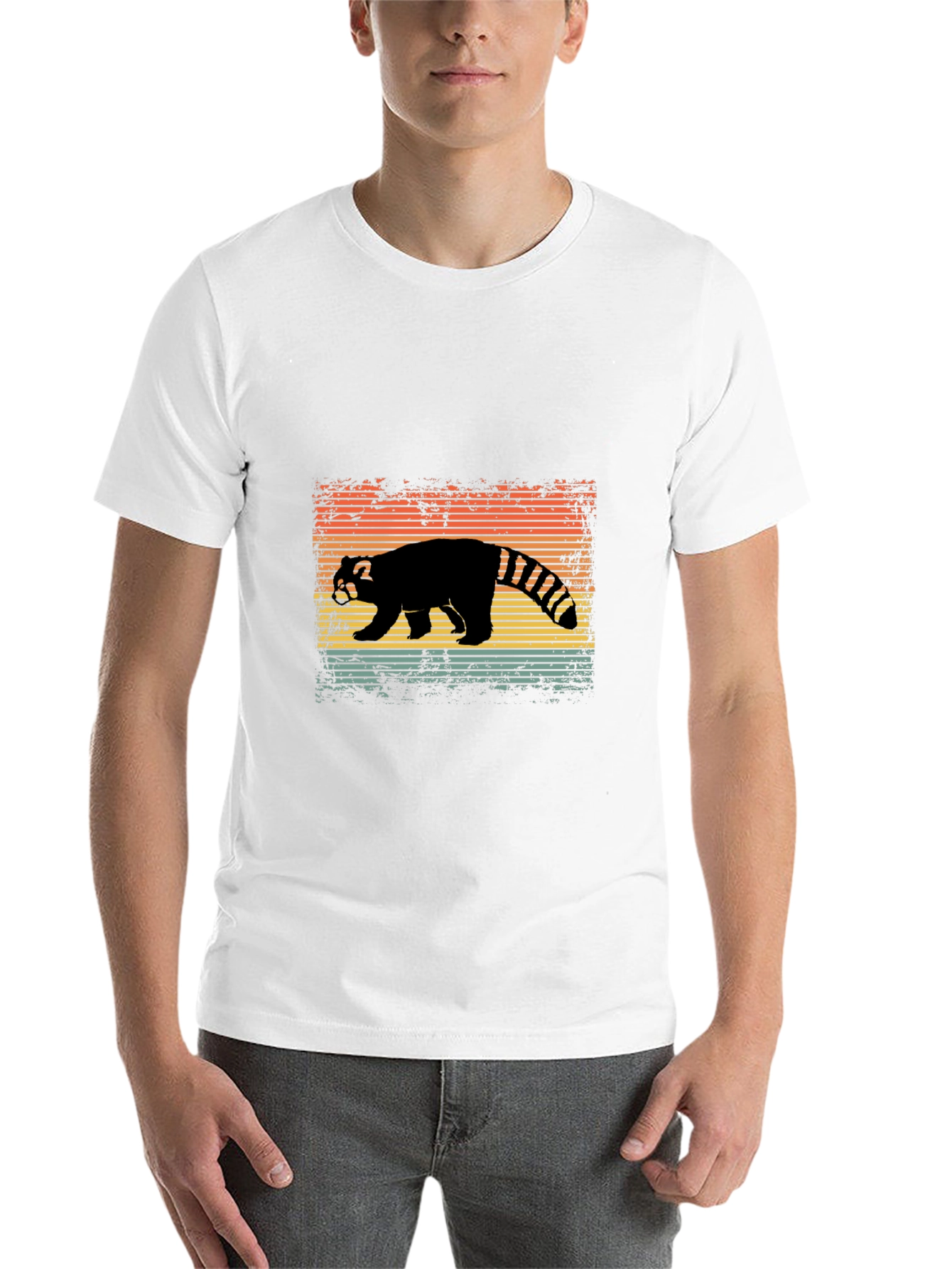 Black Retro Red Panda T-Shirt view 14