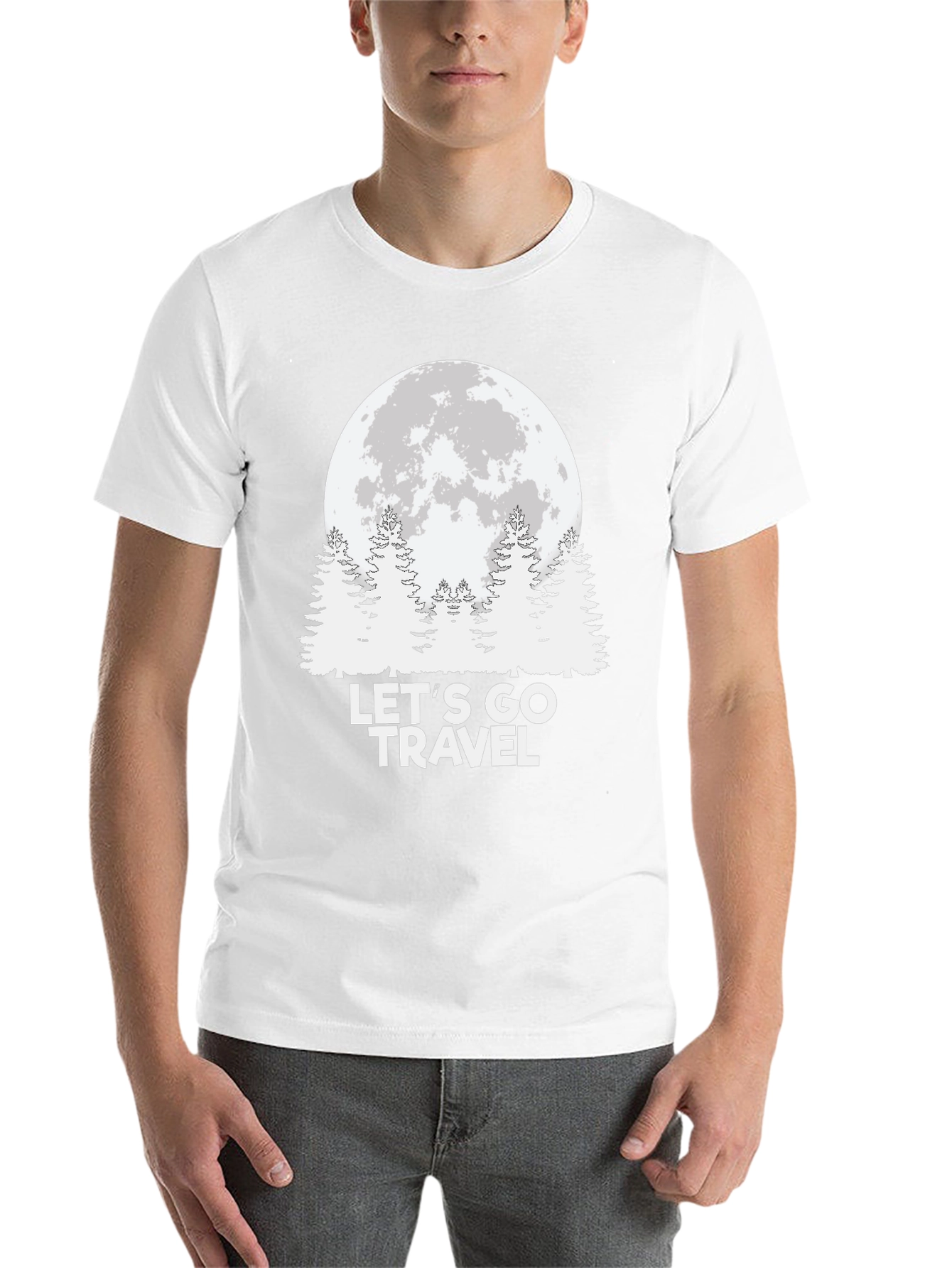 Black Let's Go Travel Moon Graphic Tee - Black view 14