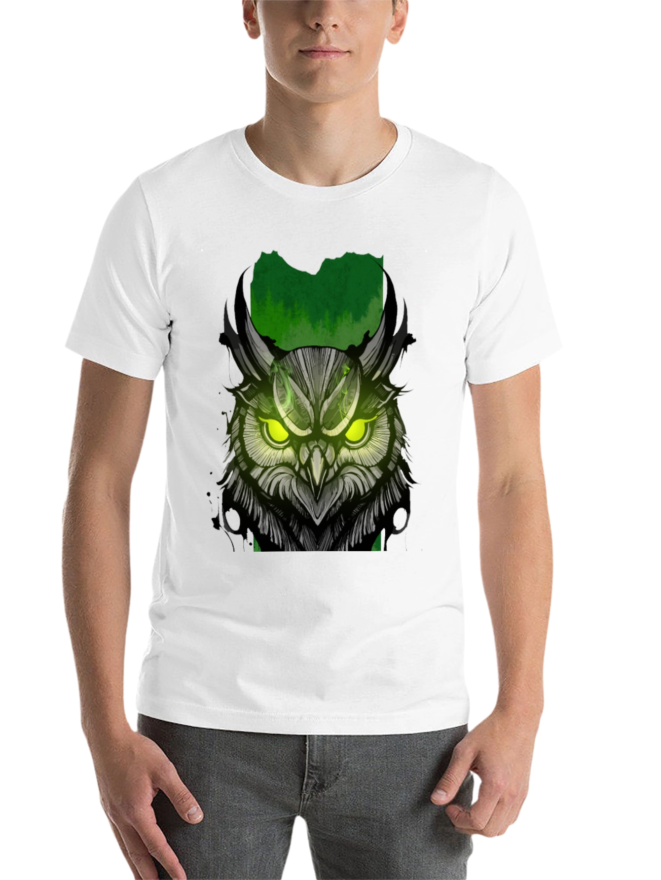 Black Owl Graphic Print T-Shirt - Black view 14