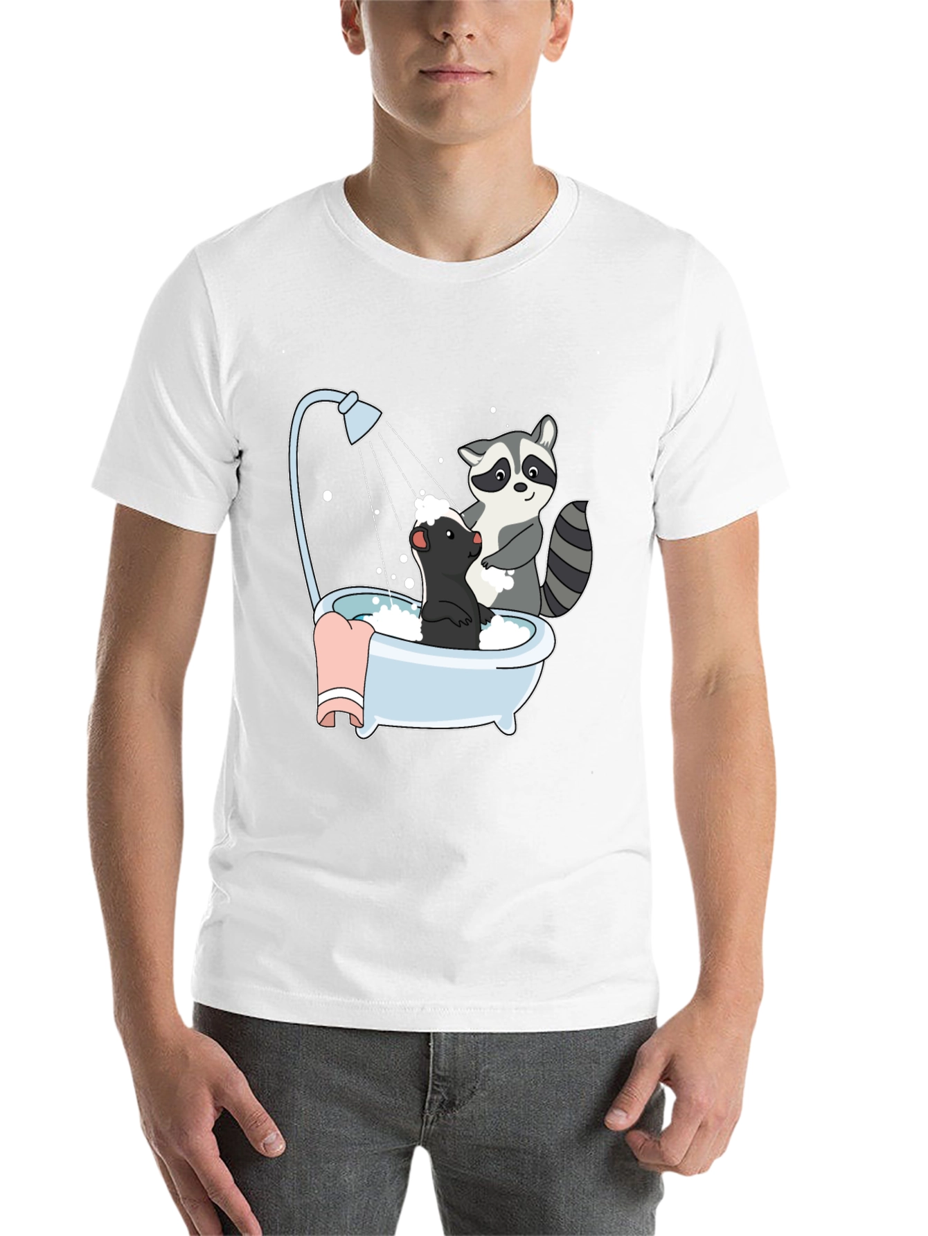 Black Raccoon and Skunk Bathtub Graphic Tee view 14