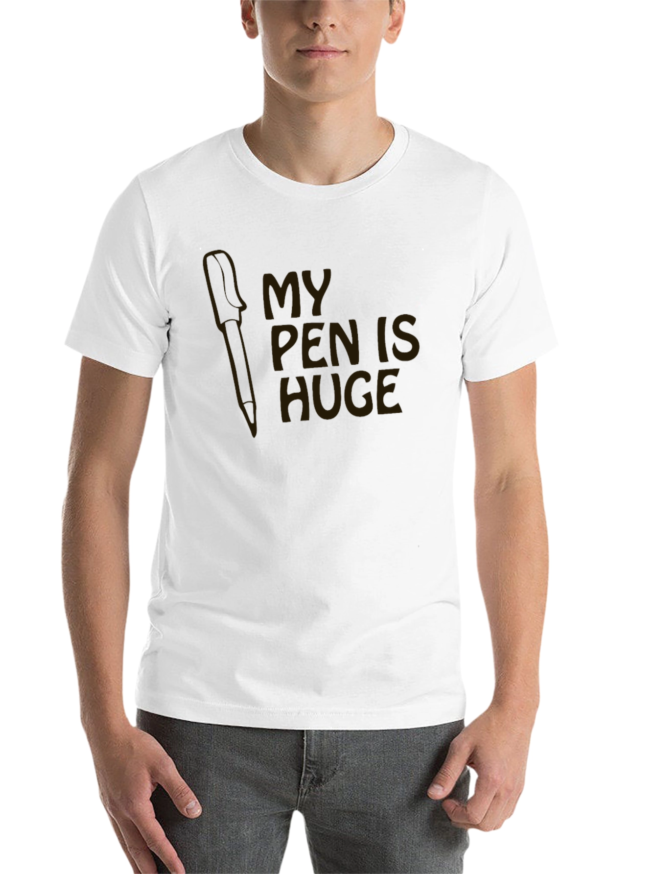 Black My Pen is Huge Funny Novelty Graphic T-Shirt view 14