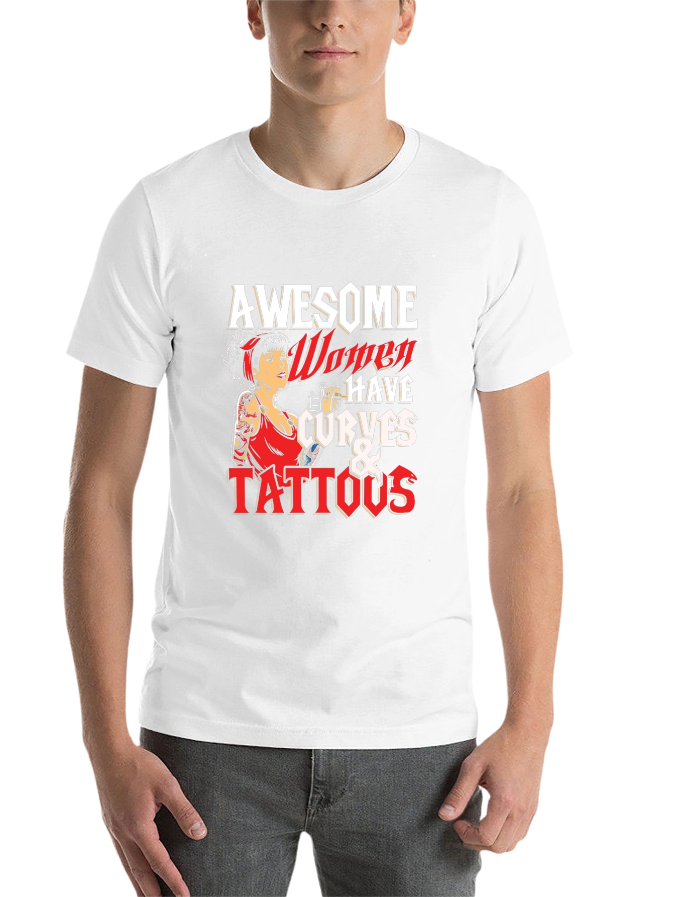 Black Awesome Women Curves & Tattoos T-Shirt view 14