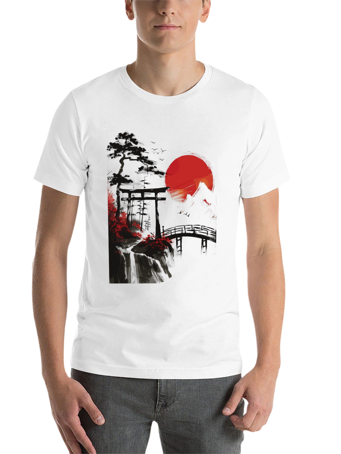 Black Japanese Sunset Graphic Tee view 14