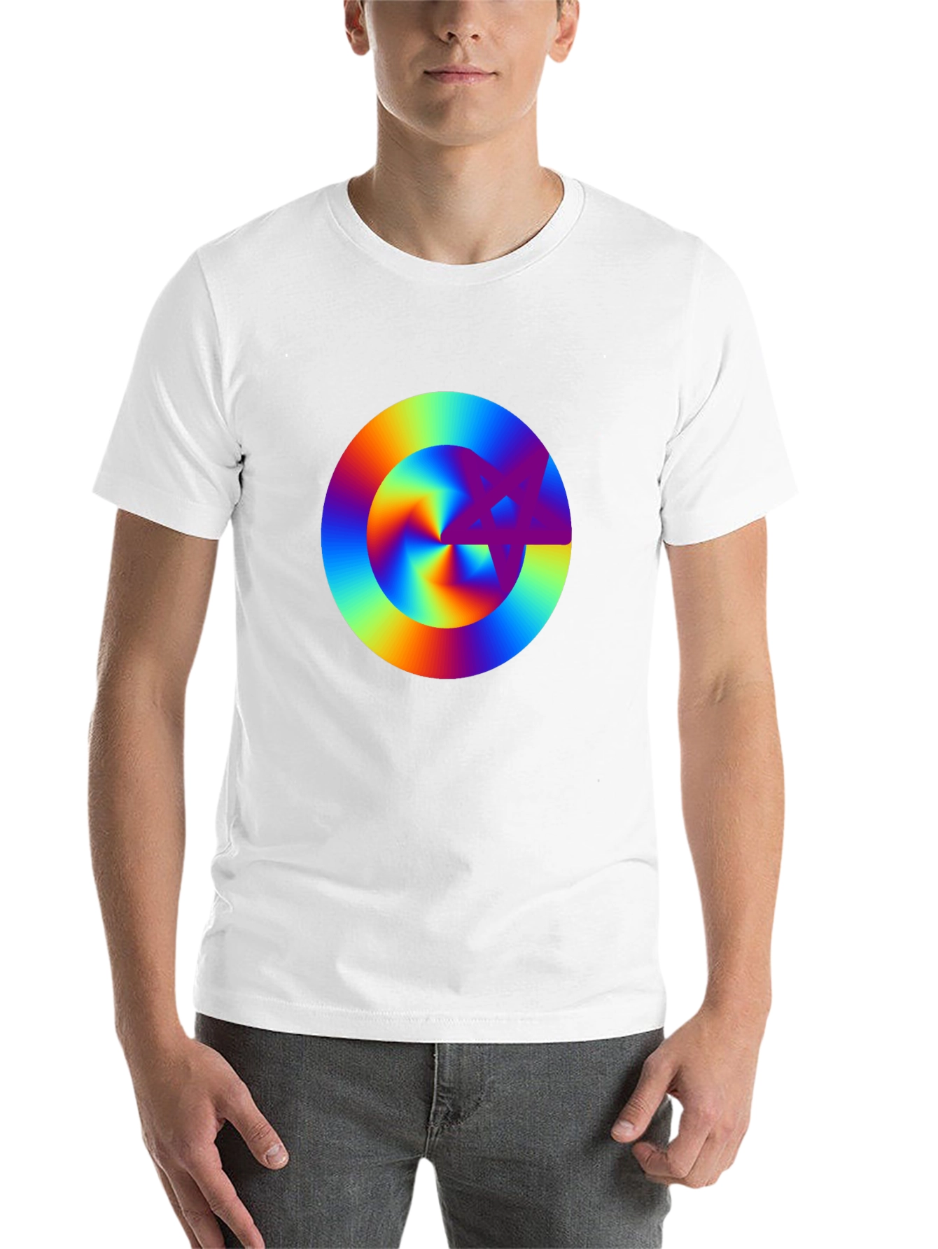 Black Rainbow Starburst Graphic Black T-Shirt view 14