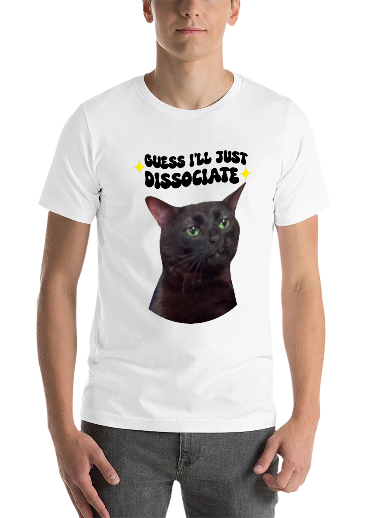 Black Dissociate Cat T-Shirt view 14