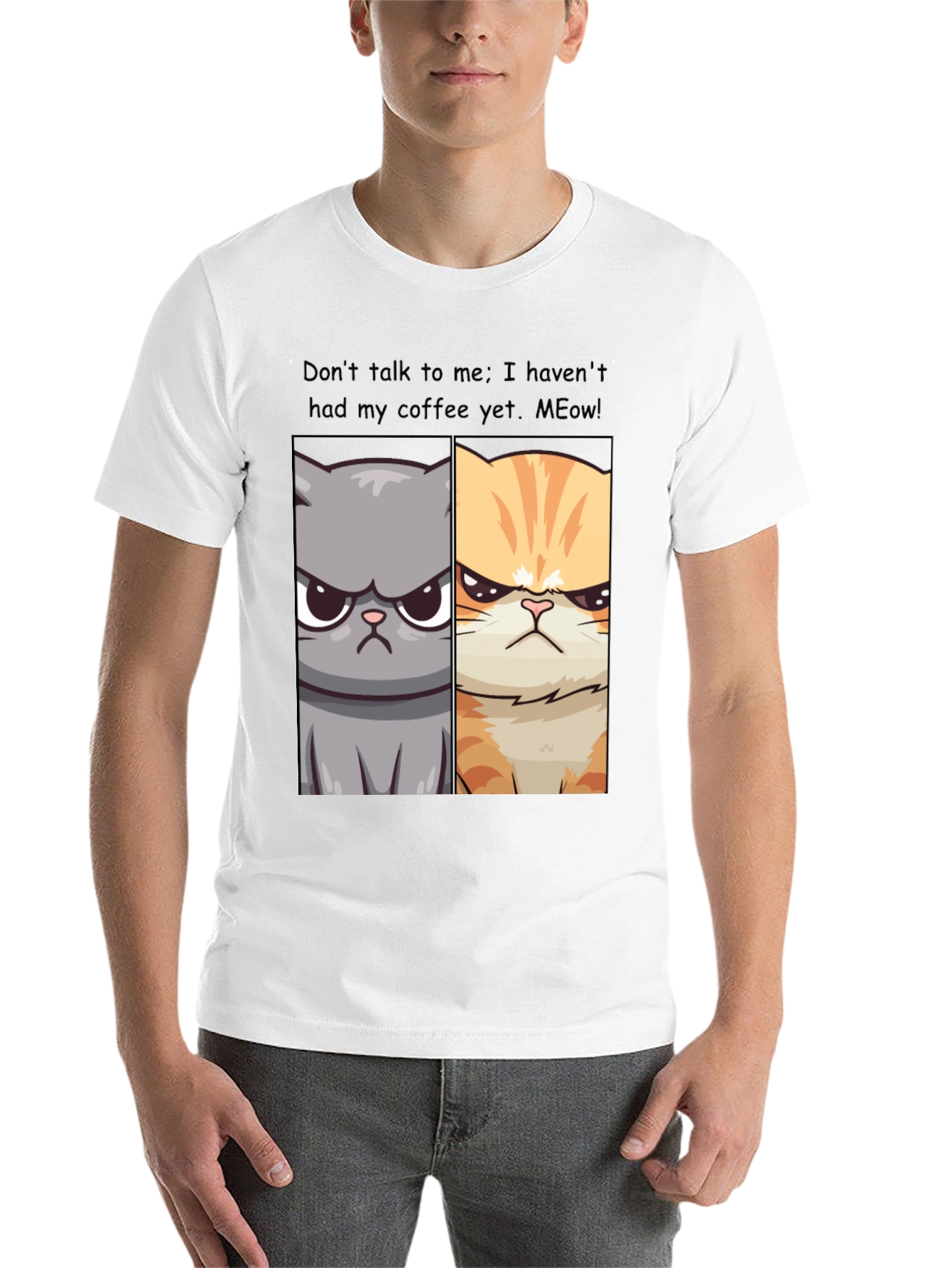 Black Grumpy Cats Coffee Humor T-Shirt view 14