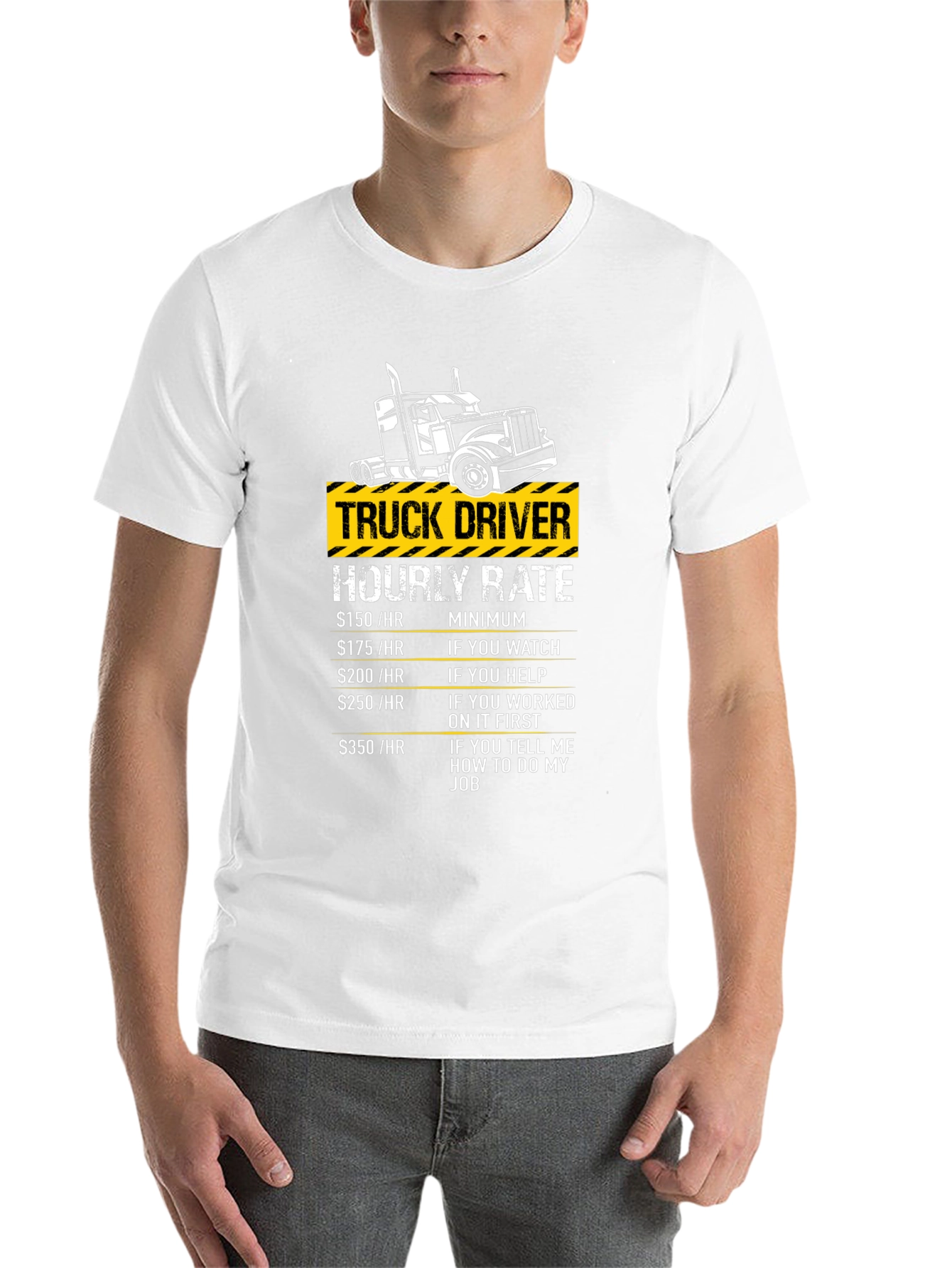 Black Truck Driver Hourly Rate Humor T-Shirt view 14