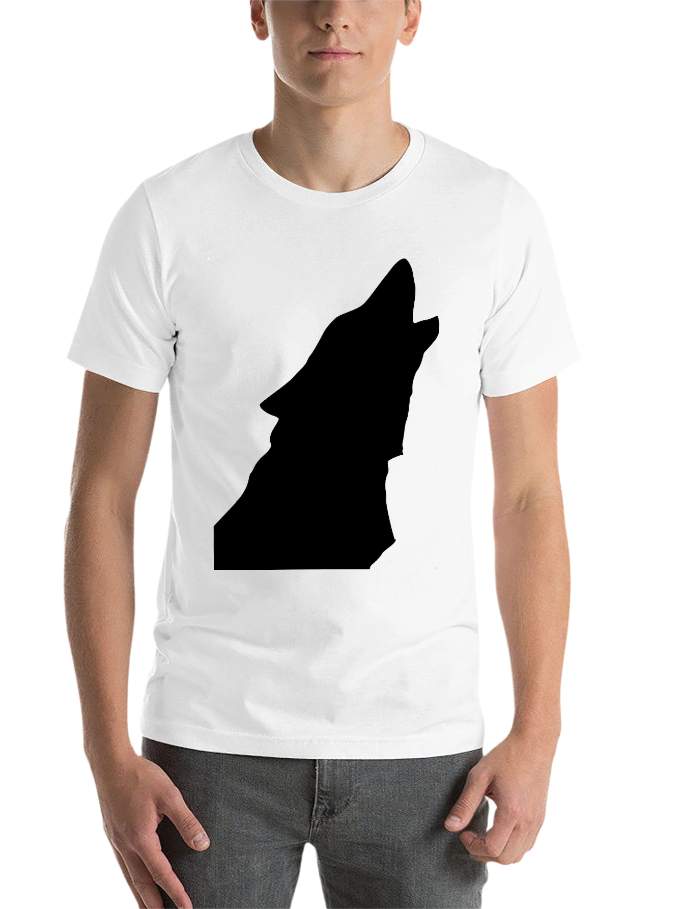 Black Black Wolf Silhouette Graphic Tee - Men's Casual Shirt view 14