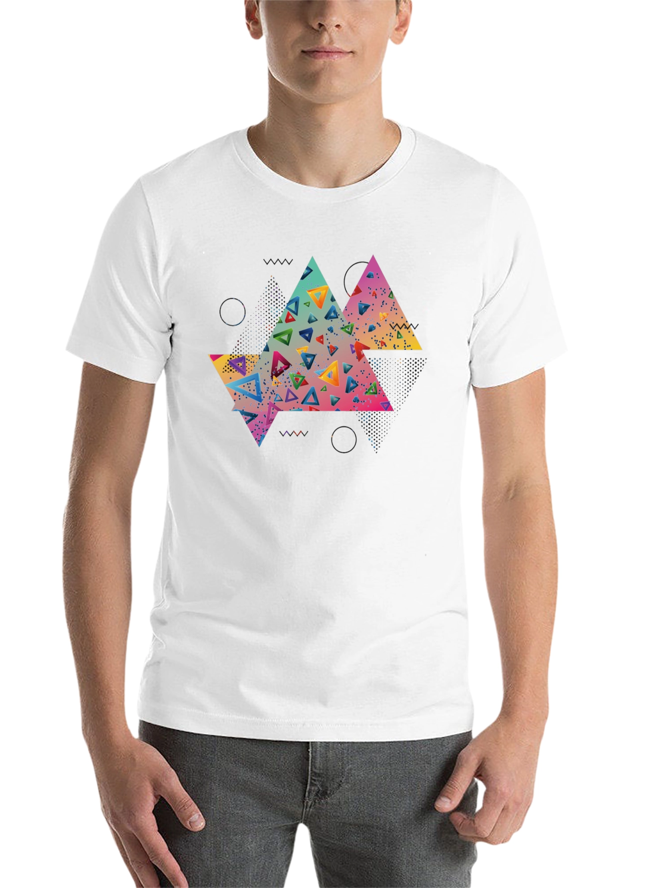 Black Abstract Triangle Graphic Tee - Black view 14