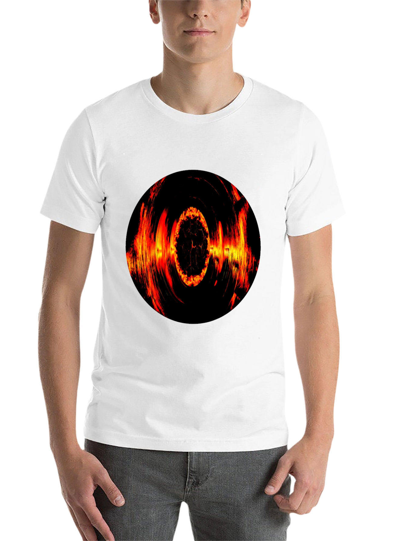 Black Fiery Vortex Graphic T-Shirt - Bold Black Tee view 14