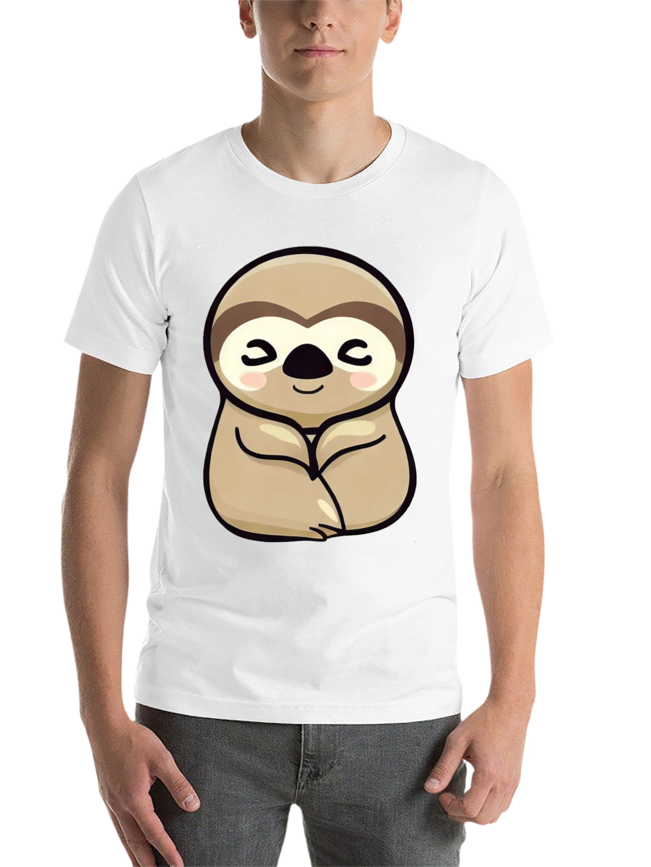 Black Cute Sloth Graphic Tee - Relaxed Fit Black T-Shirt view 14