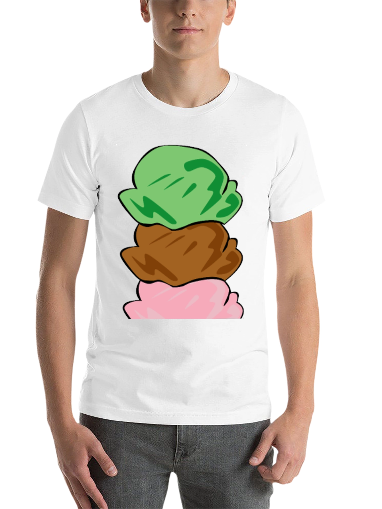 Black Ice Cream Scoop T-Shirt - Black Cotton Tee view 14