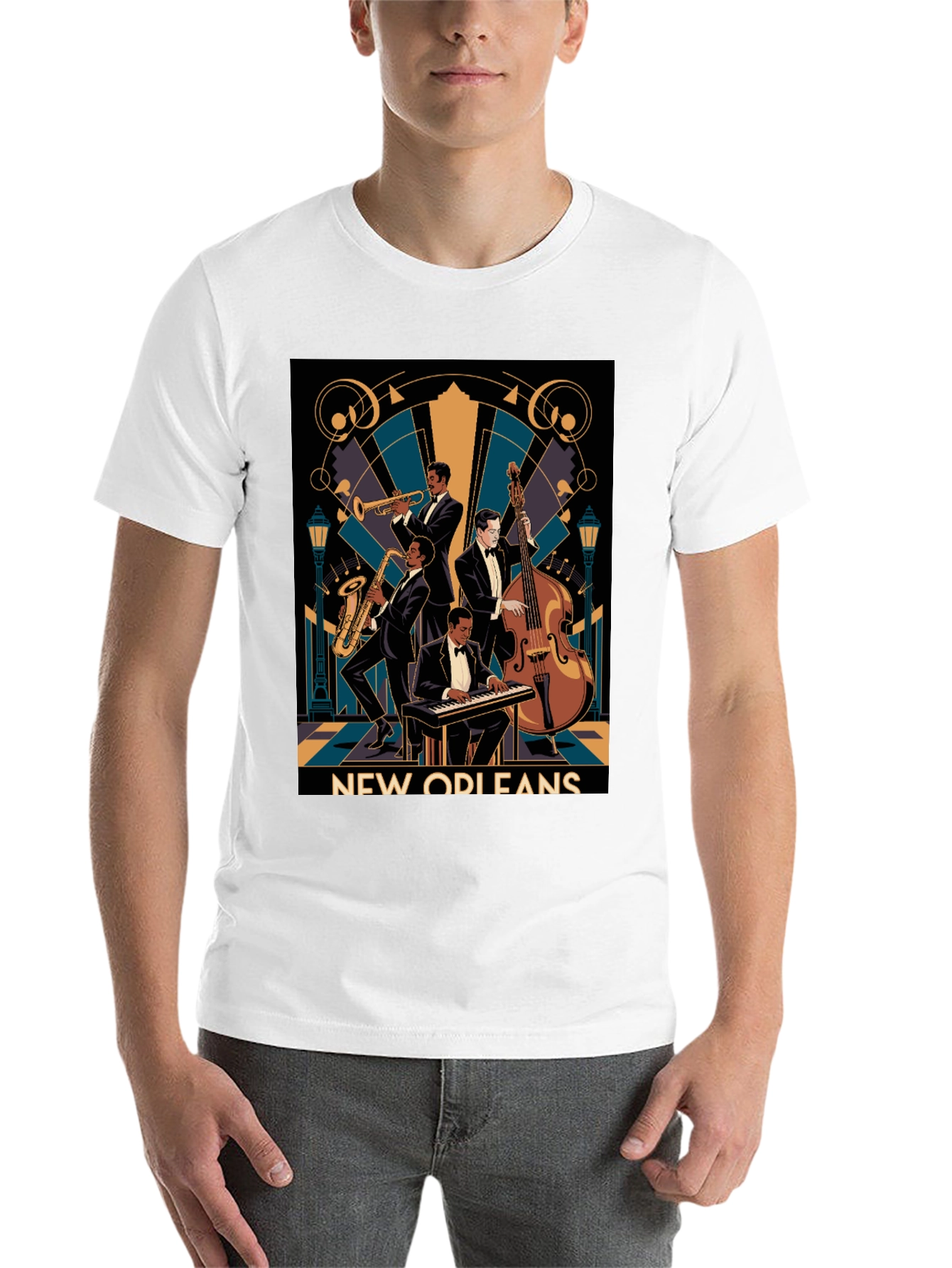Black New Orleans Jazz Band T-Shirt - Vintage Style view 14