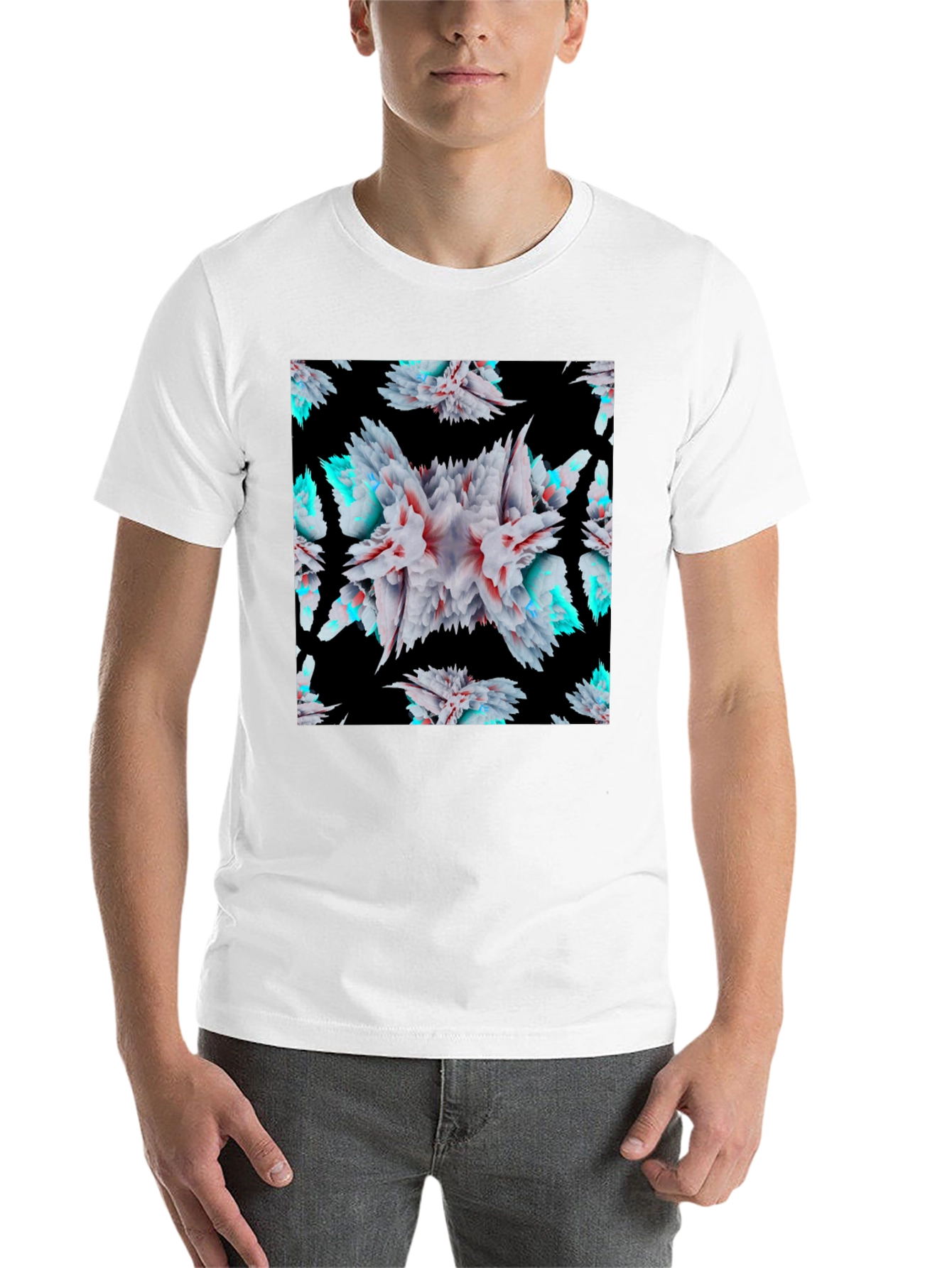 Black Abstract Floral Burst Black T-Shirt view 14