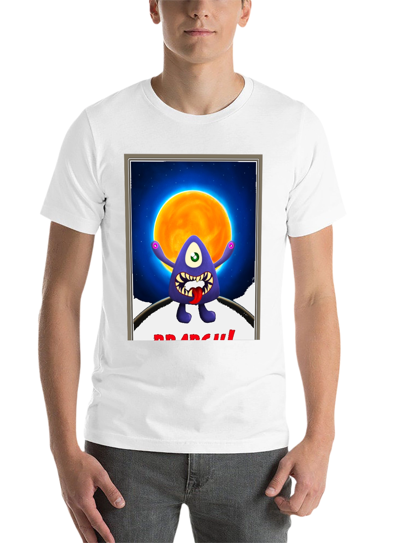 Black Monster Graphic T-Shirt - One Eye, Funny, Dark view 14