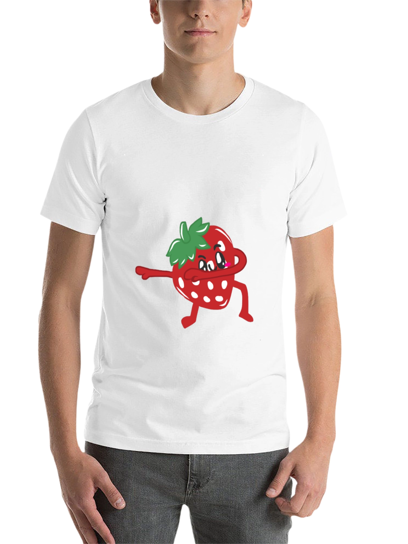 Black Dabbing Strawberry T-Shirt - Funny Fruit Tee view 14