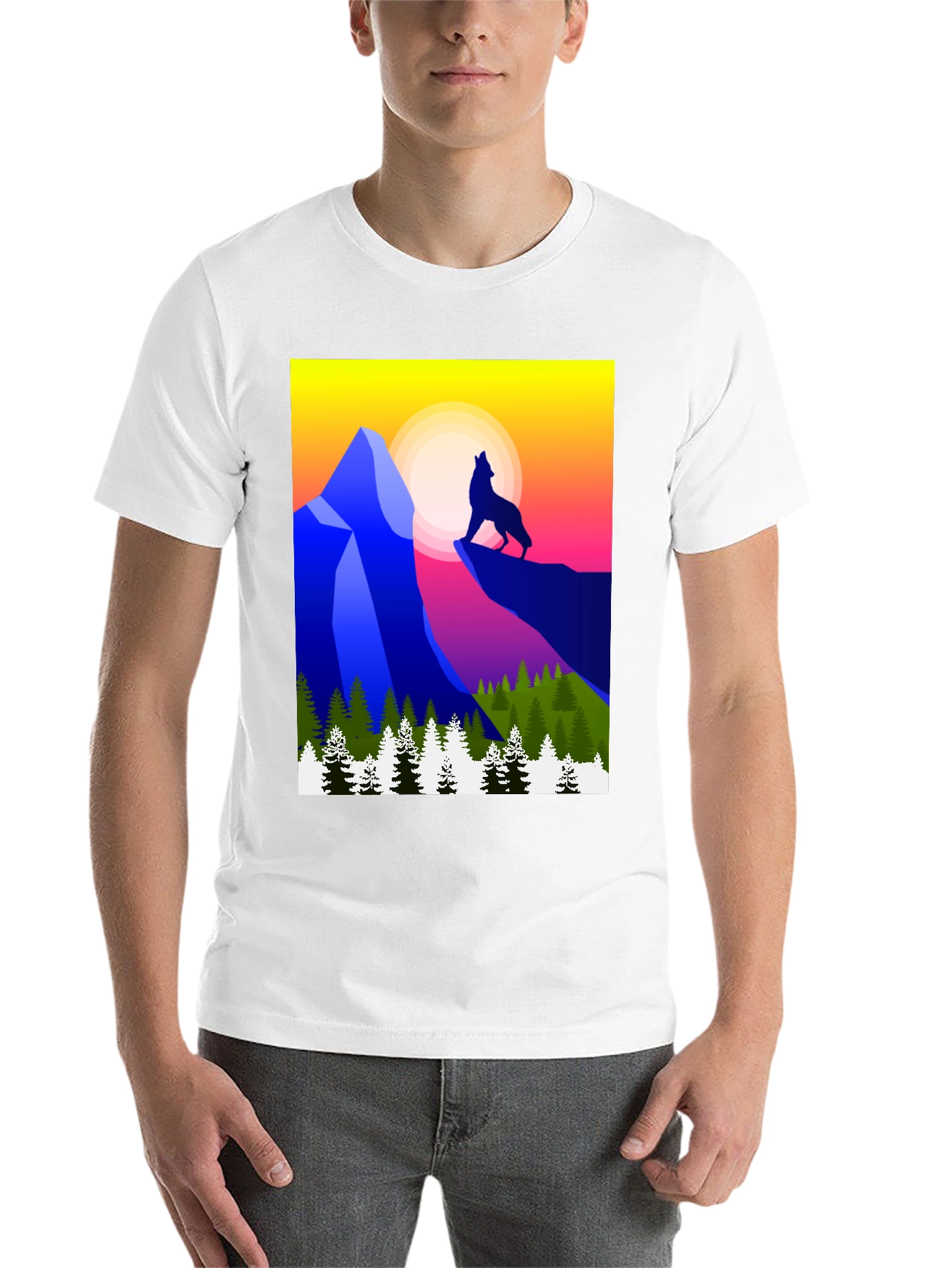 Black Wolf Mountain Graphic Tee - Stylish Black T-Shirt view 14