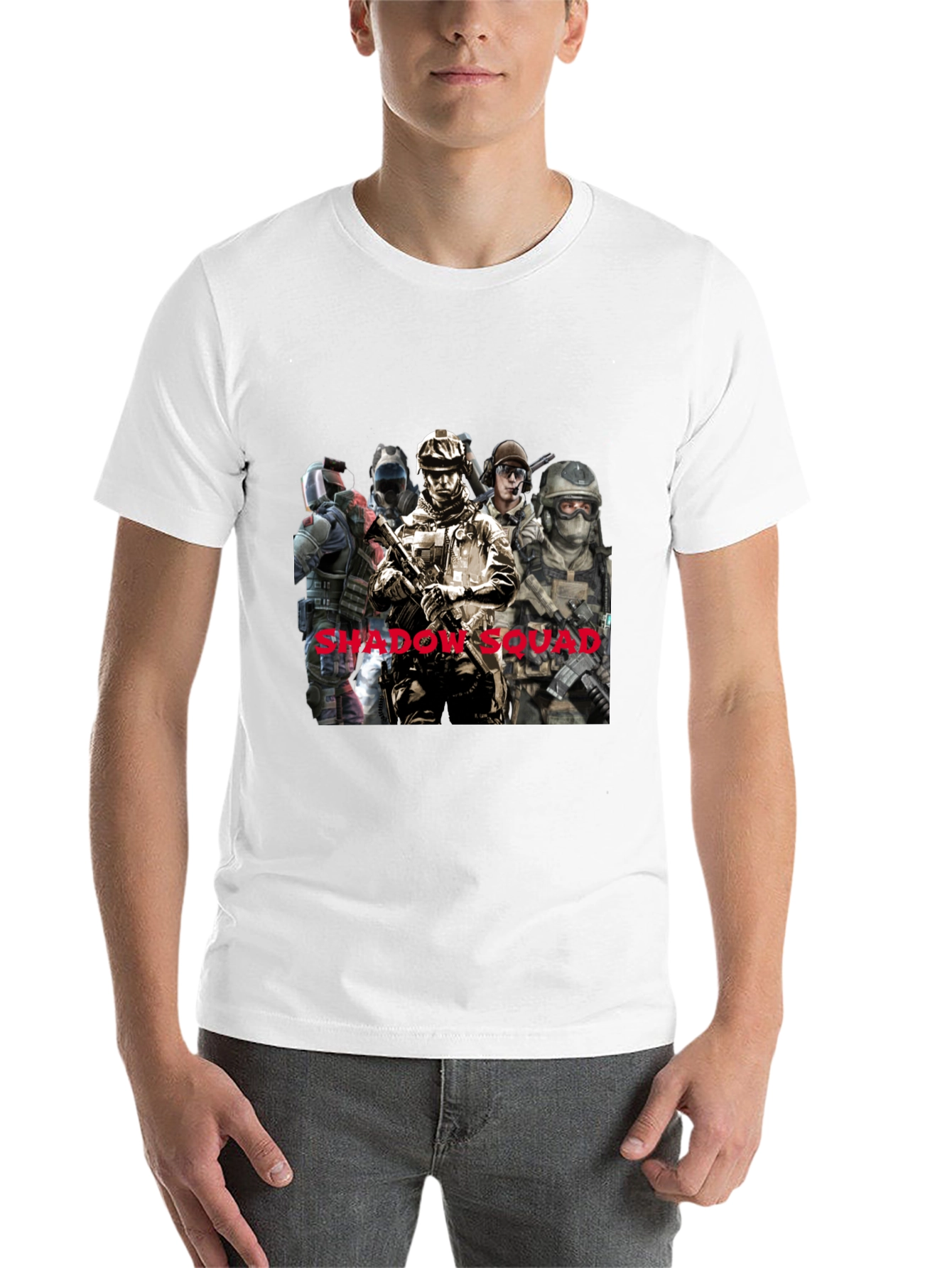 Black Shadow Squad Graphic T-Shirt, Black Cotton Tee view 14