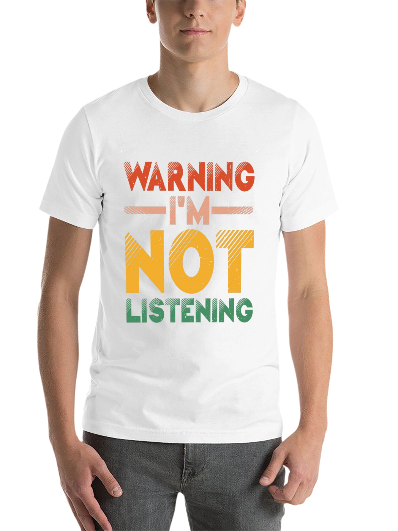 Black Warning I'm Not Listening T-Shirt view 14