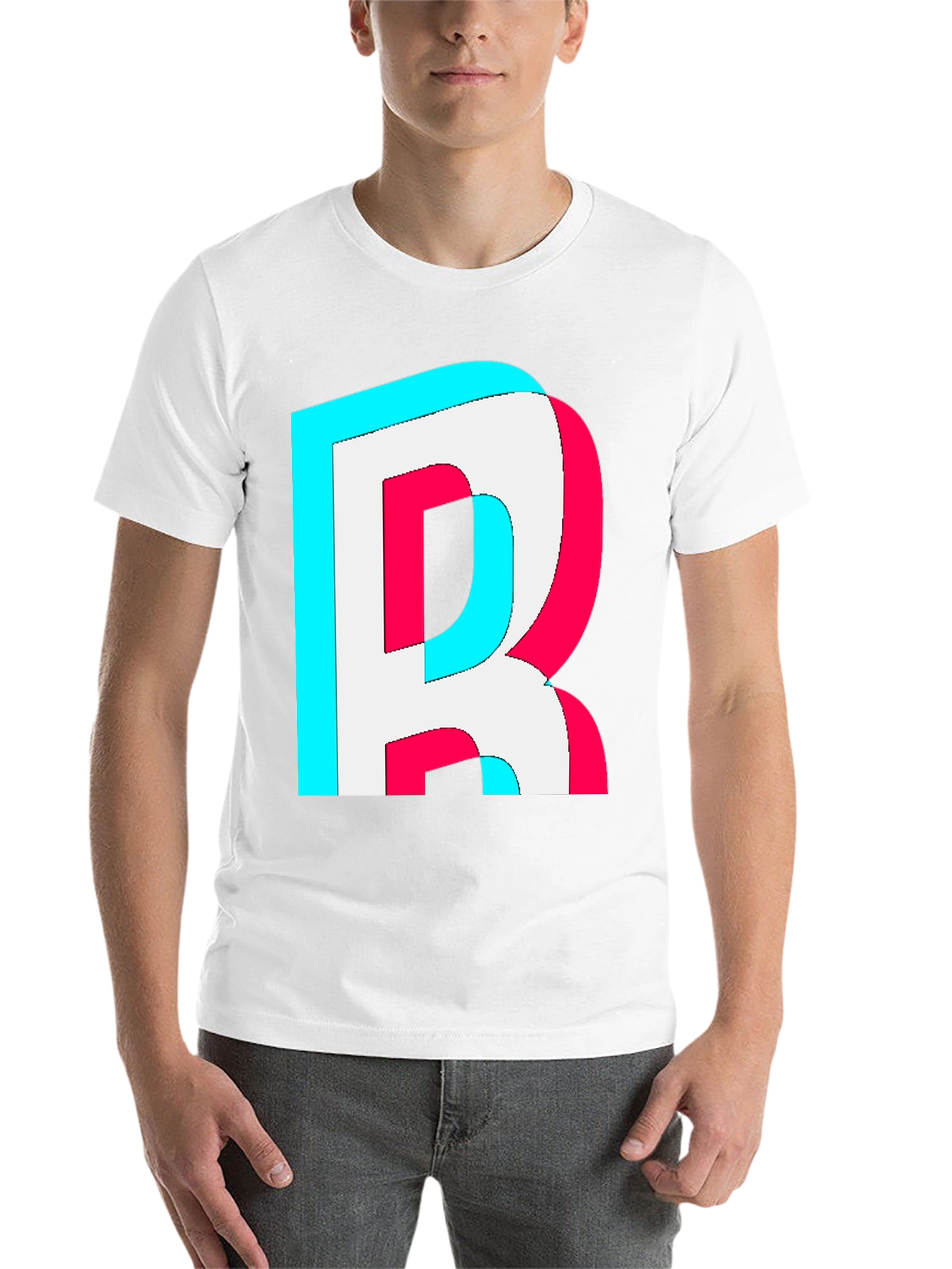 Black Letter "R" Graphic Tee - Trendy 3D Effect view 14