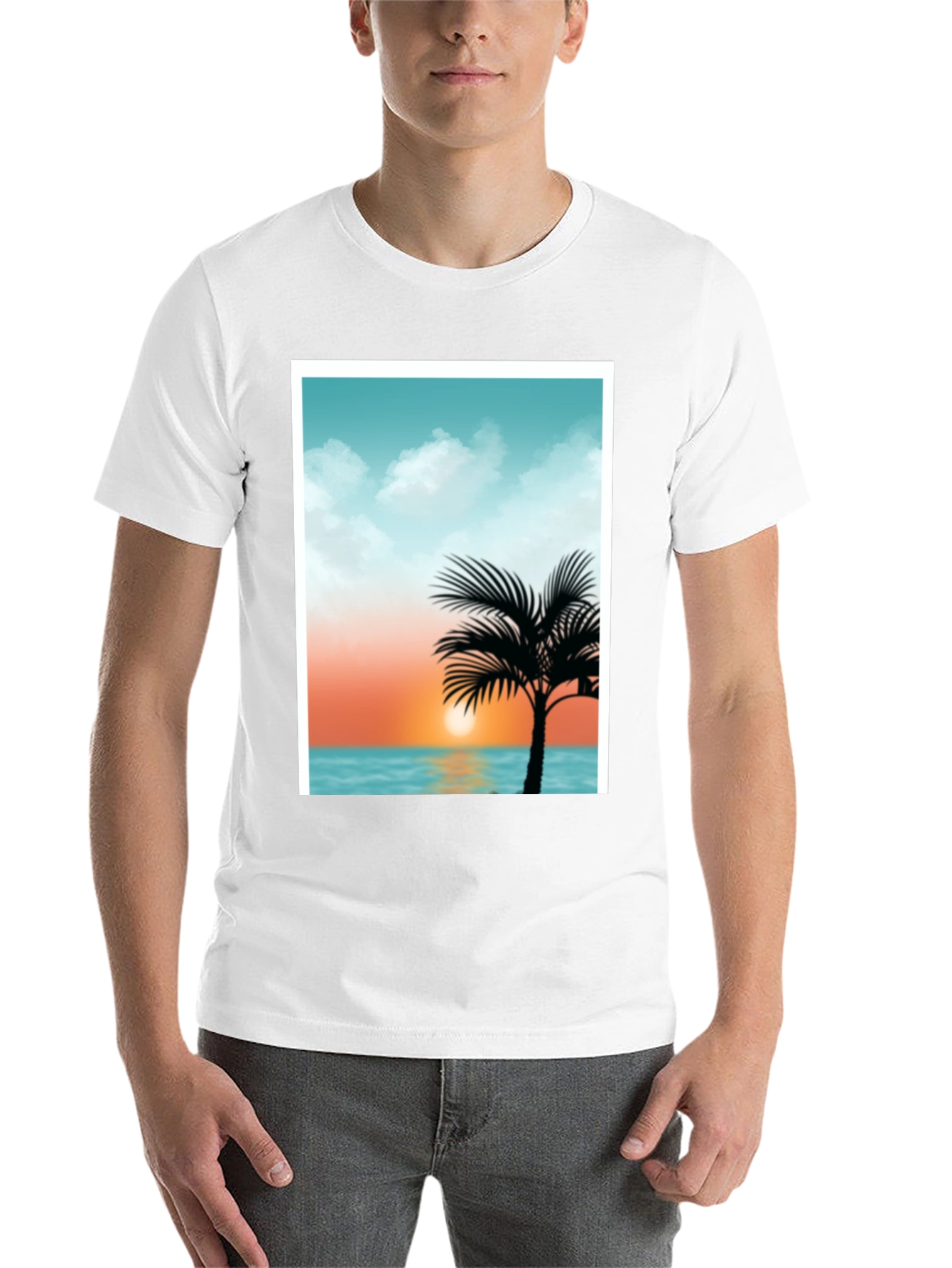 Black Sunset Palm Tee - Tropical Graphic T-Shirt view 14