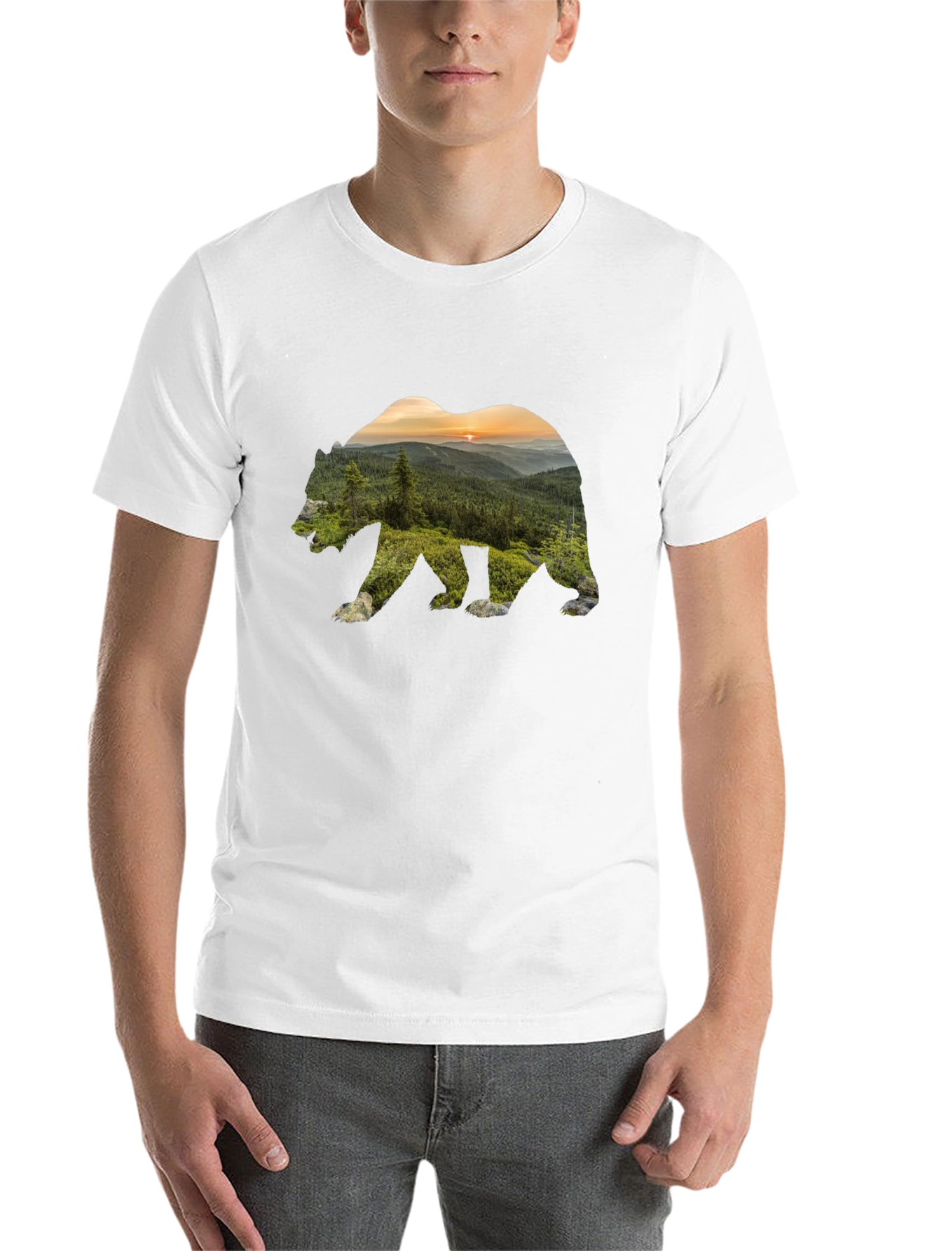 Black Nature Bear Graphic Black T-Shirt view 14
