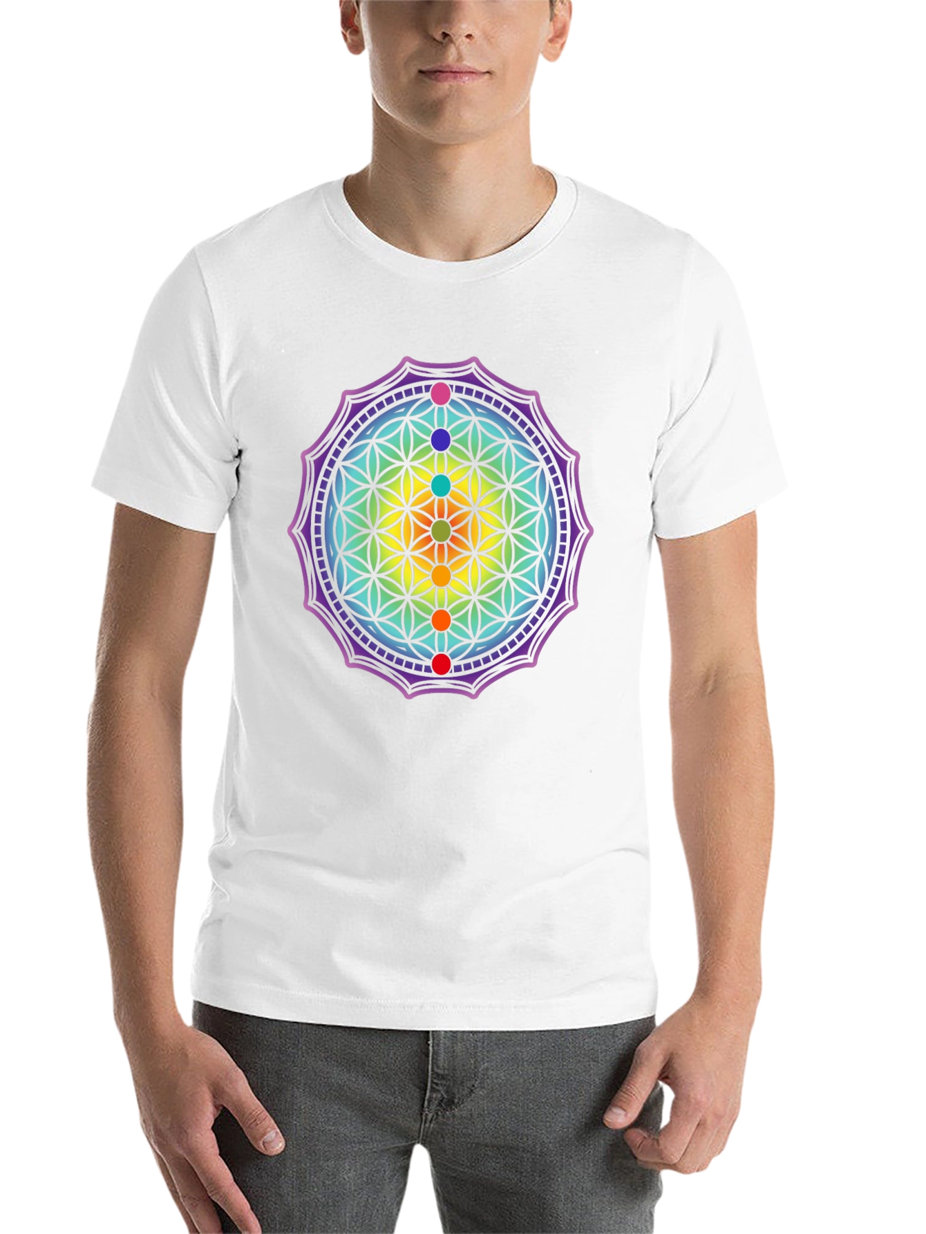 Black Chakra Flower of Life Graphic Tee view 14