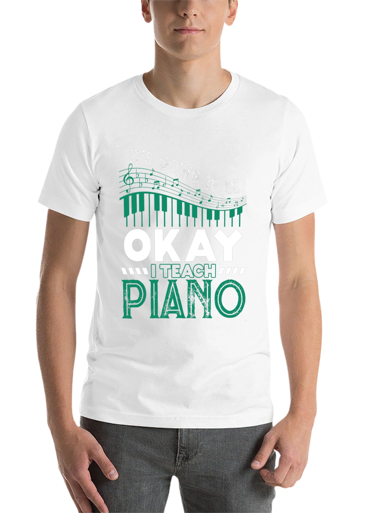Black It's Going To Be Okay I Teach Piano T-Shirt view 14