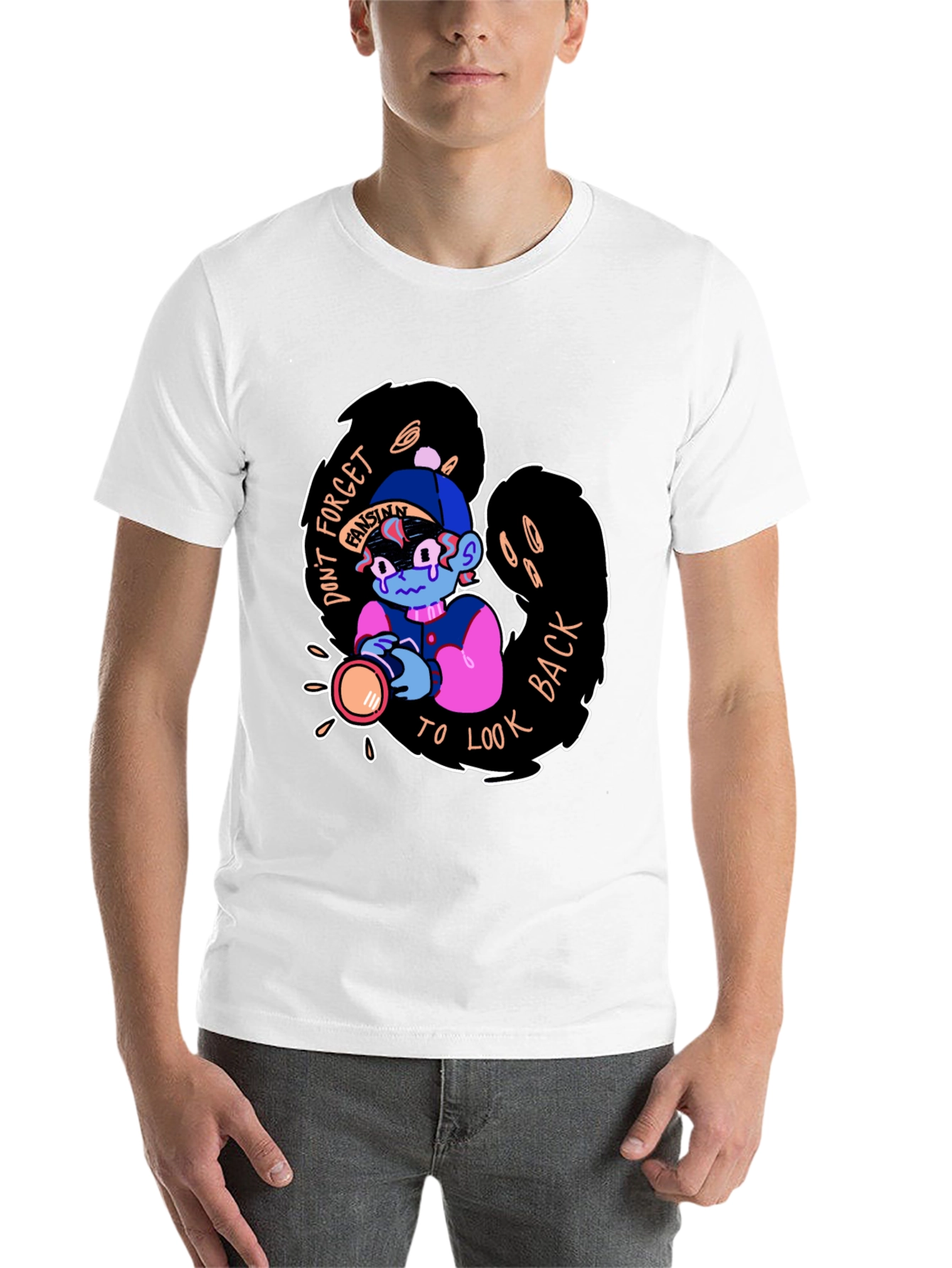 Black Don't Forget to Look Back Black Graphic Tee view 14