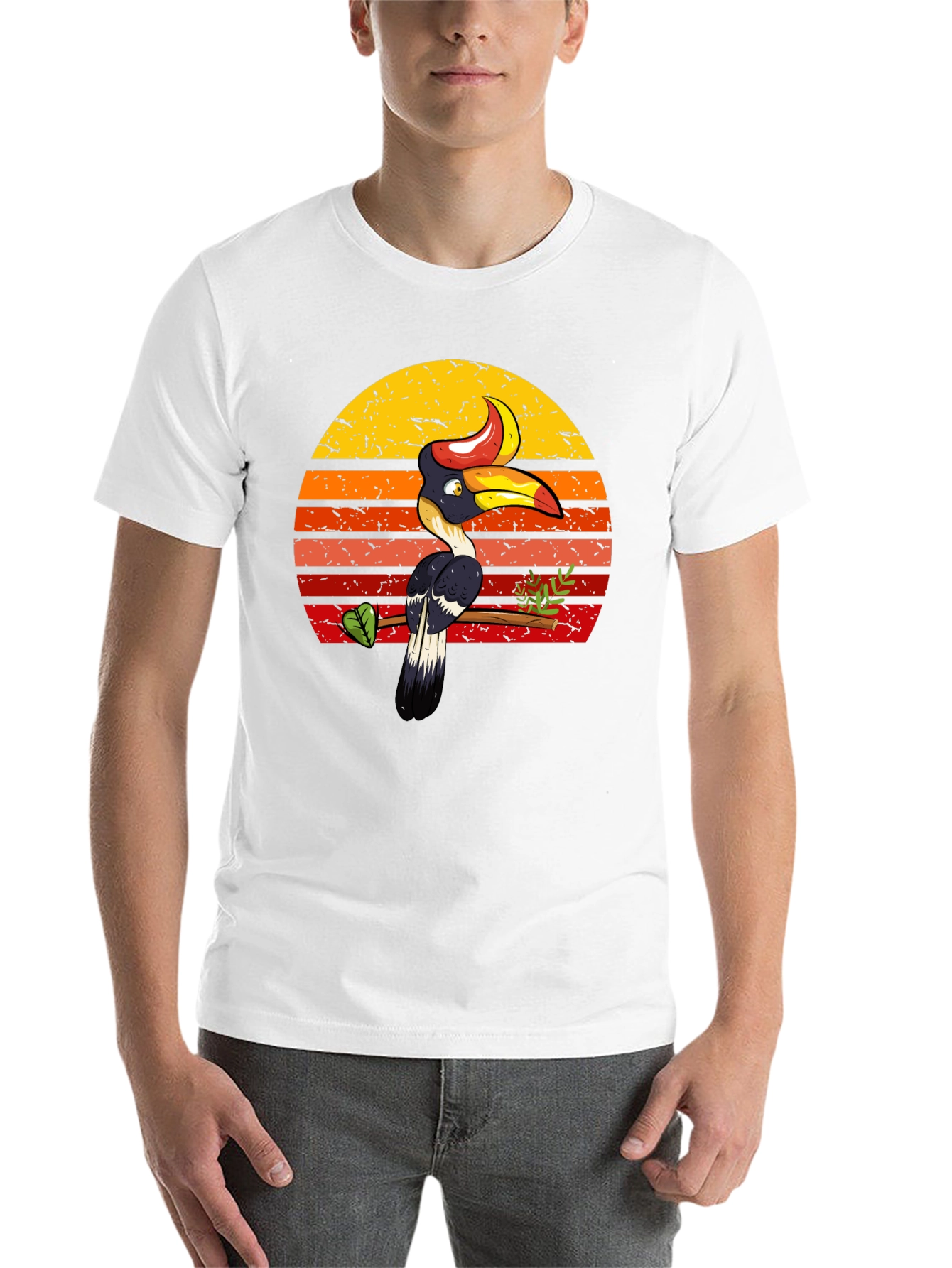 Black Tropical Toucan Sunset Graphic Tee - Unique Design view 14