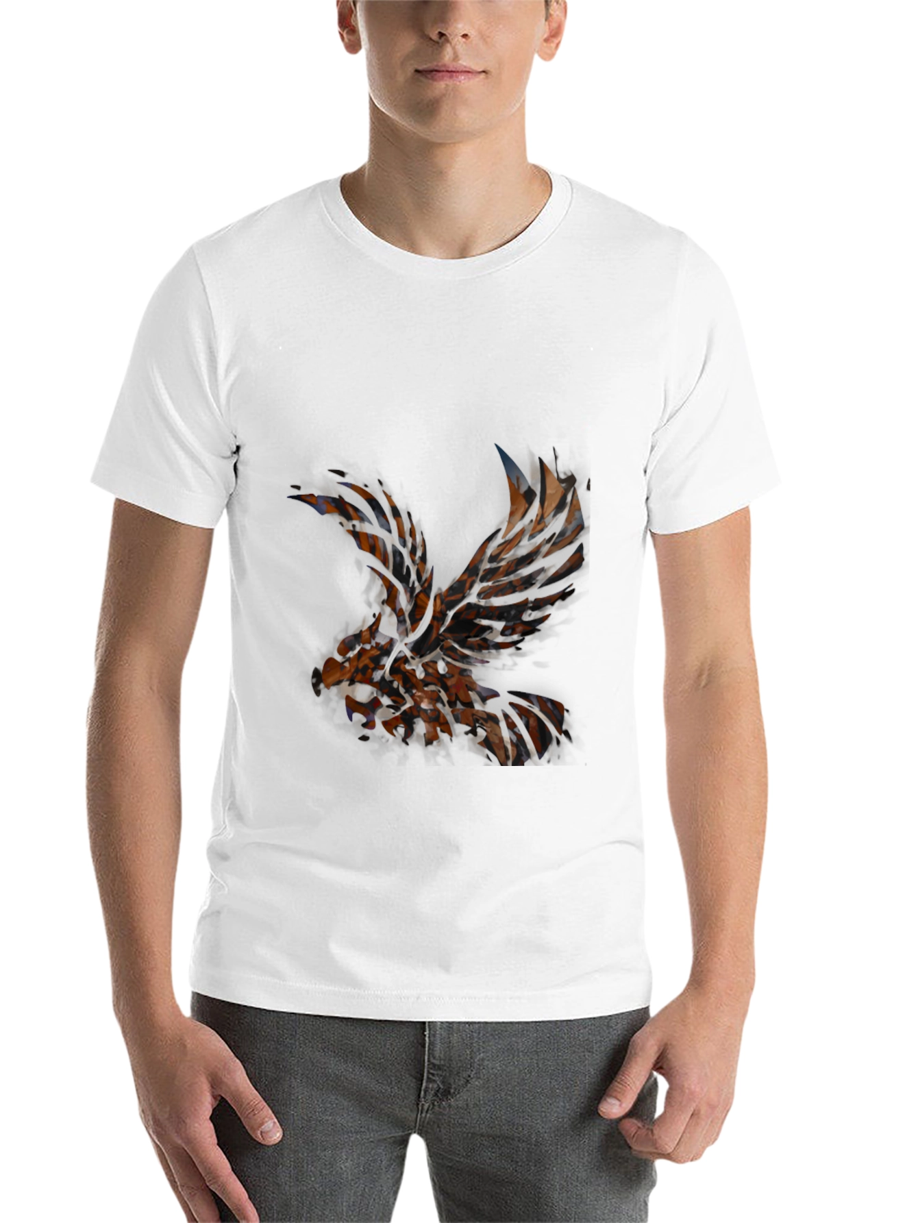 Black Abstract Eagle Graphic Tee view 14