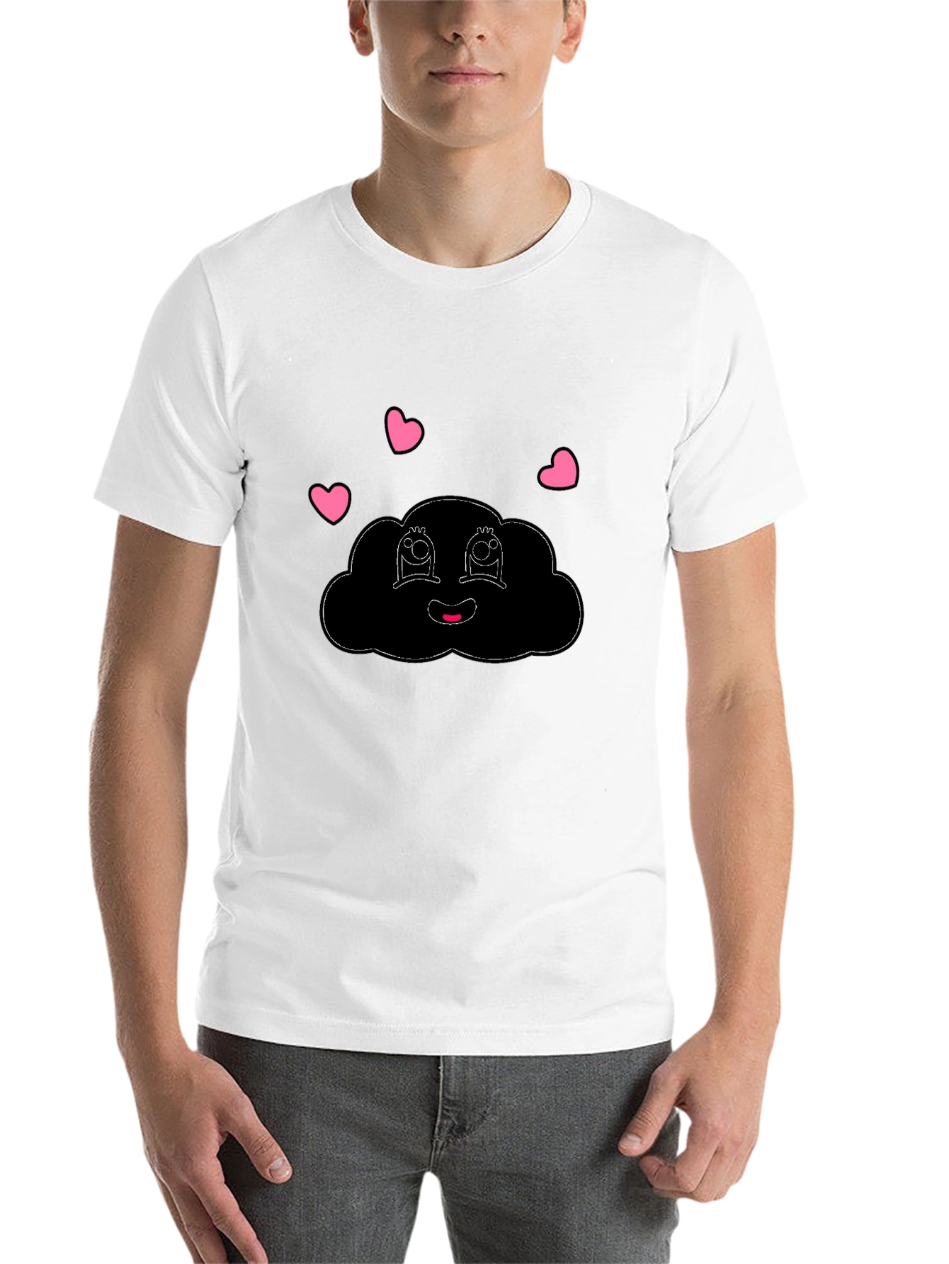 Black Cute Cloud Graphic Black T-Shirt view 14