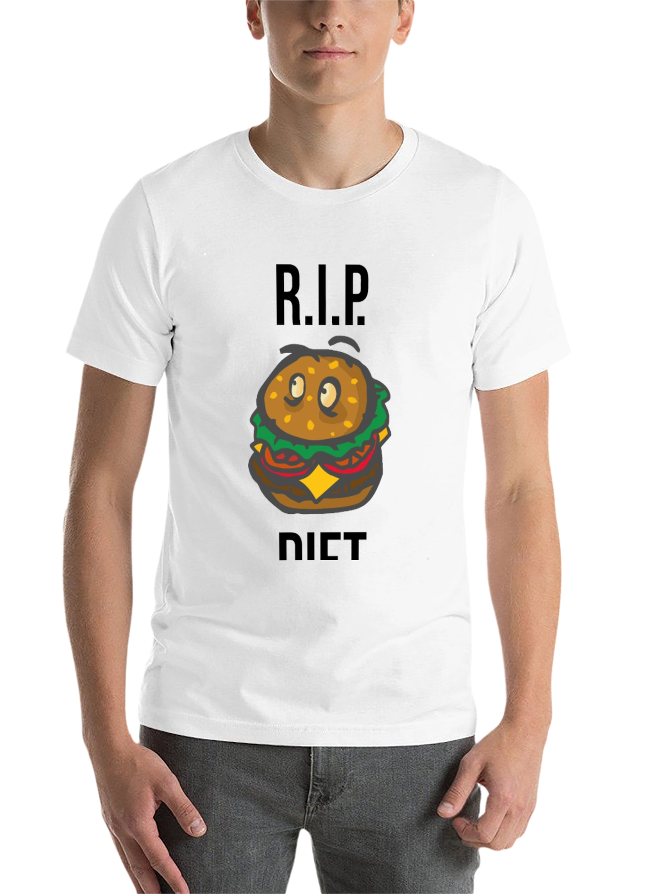 Black R.I.P. Diet Cartoon Burger Graphic Tee - Black view 14