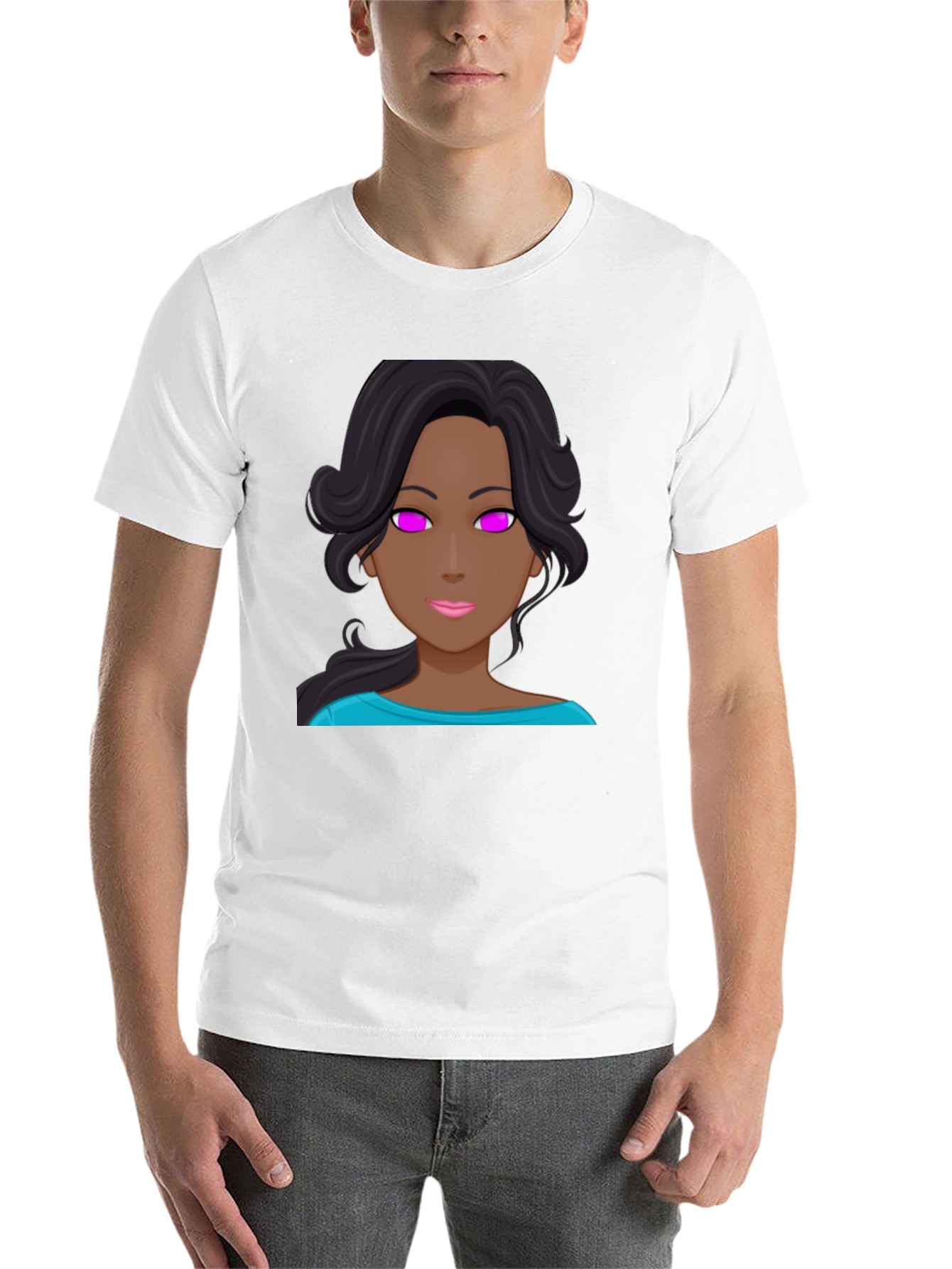 Black Cartoon Girl Graphic Tee - Black Unisex T-Shirt view 14