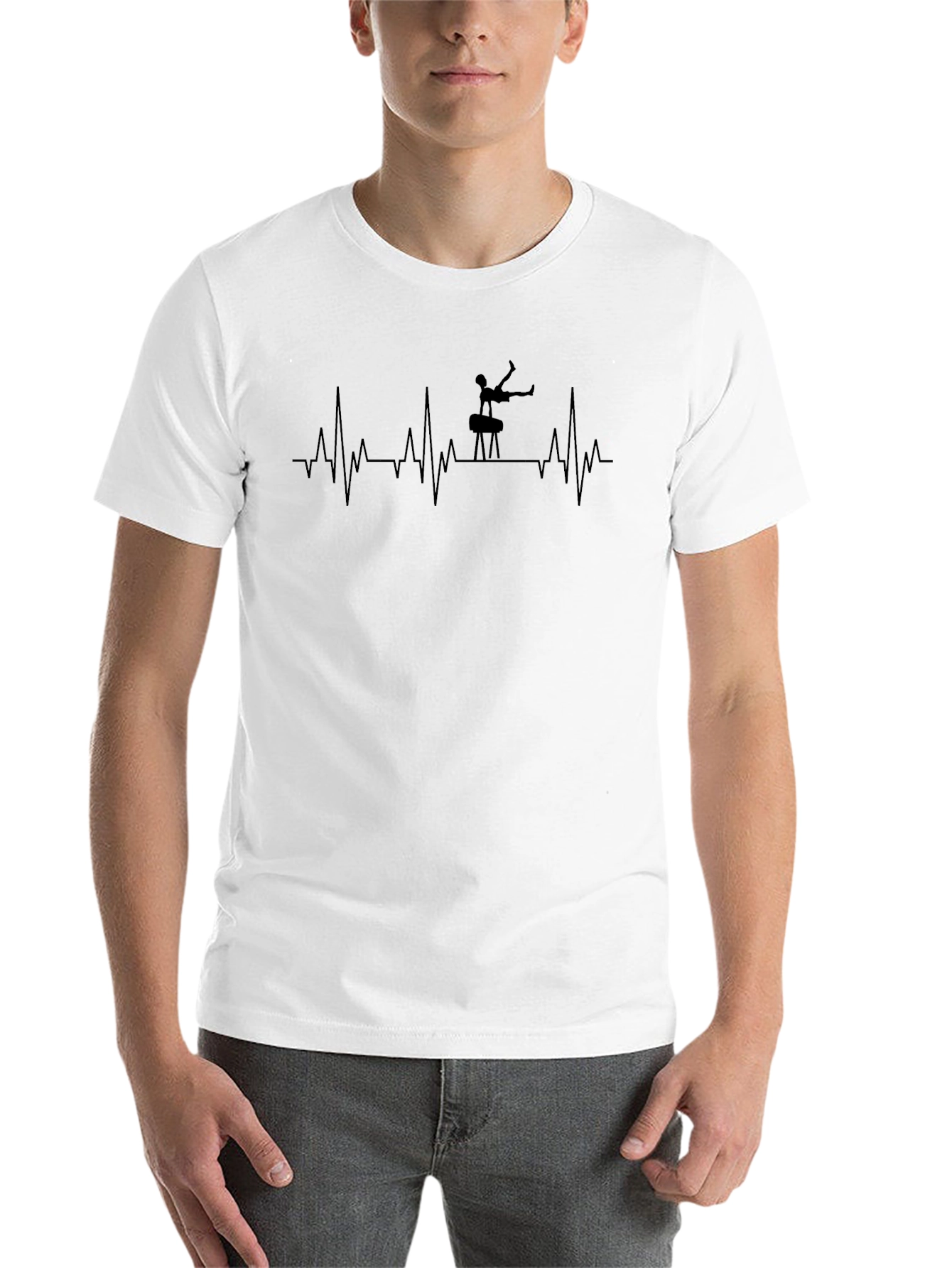 Gymnastics Heartbeat Graphic Tee - Men's Black T-Shirt - 14