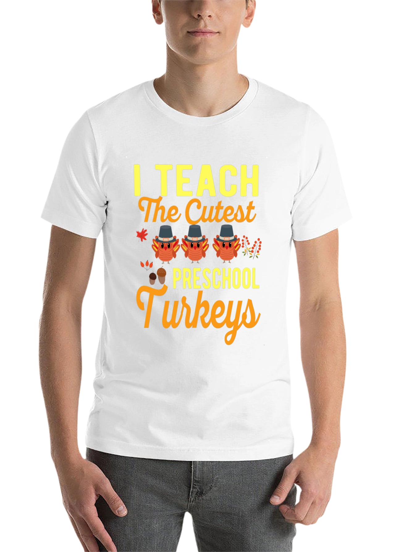 Black Cute Preschool Turkey Teacher T-Shirt view 14