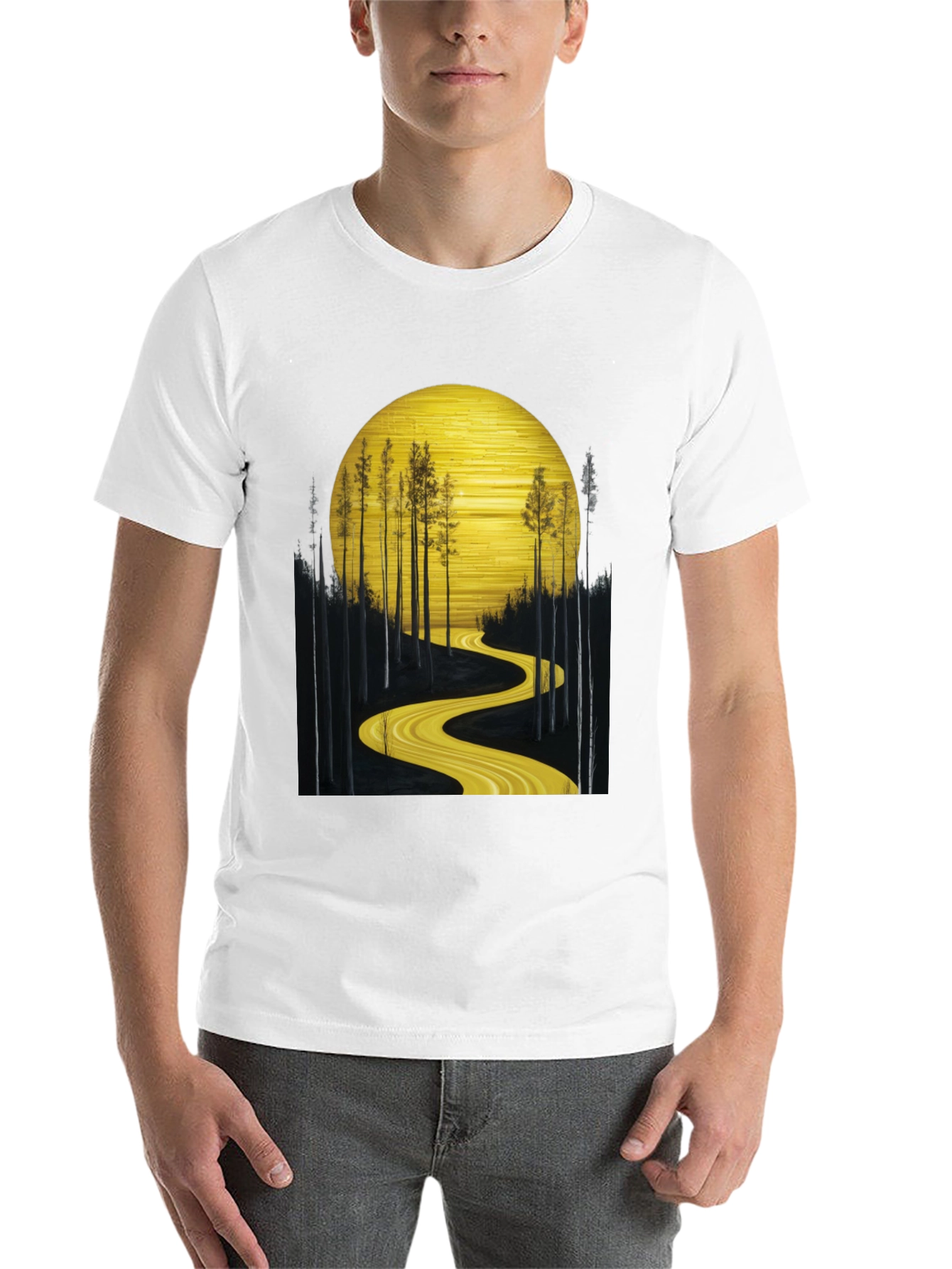 Black Golden Road Forest Graphic Tee view 14