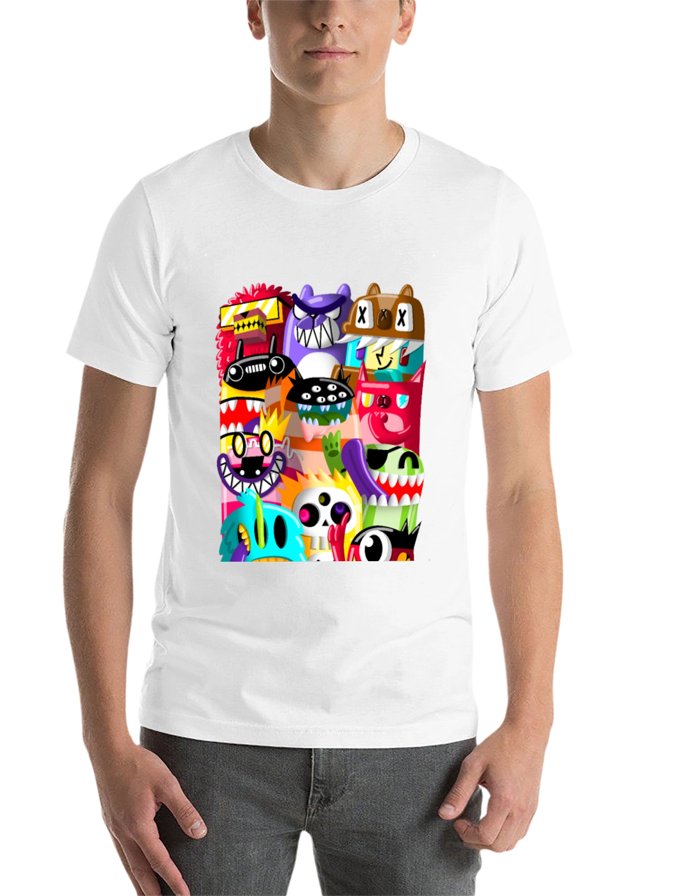 Black Monster Mash Graphic Tee - Unique Cartoon Design view 14