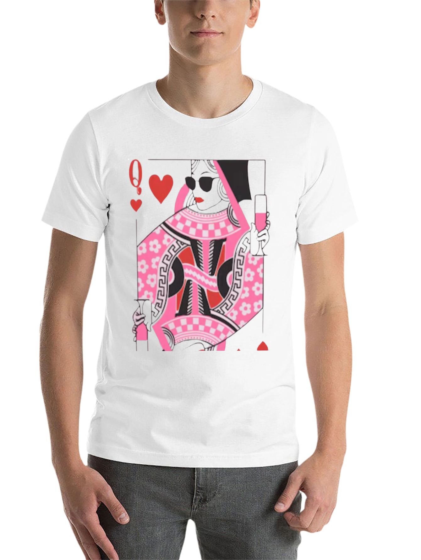 Black Queen of Hearts Graphic Tee - Stylish Card Design view 14
