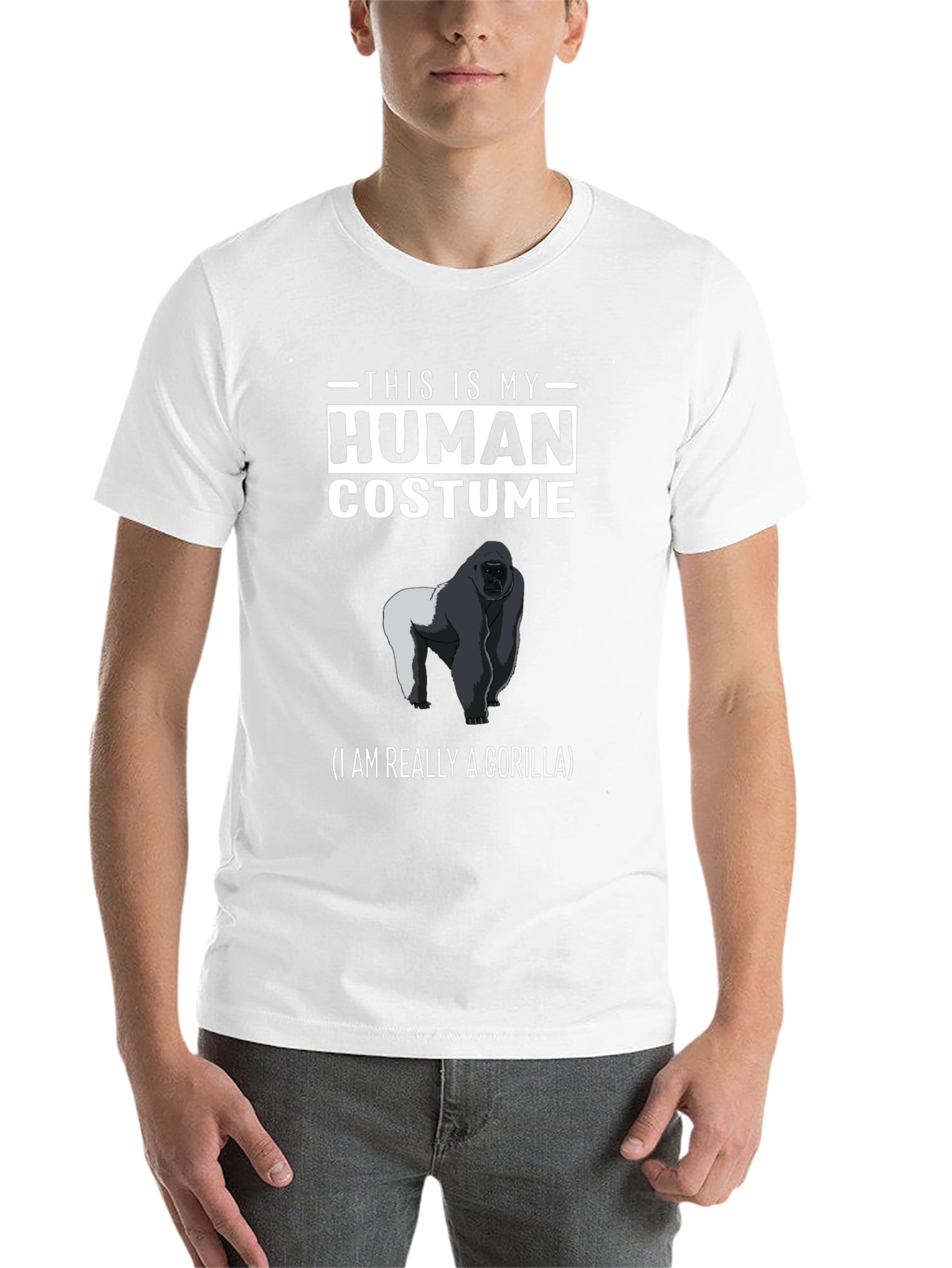 Black Human Costume Gorilla T-Shirt - Funny Animal Tee view 14